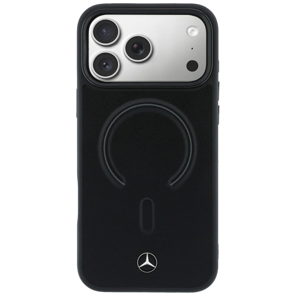 Etui Mercedes Leather 3D MagSafe na iPhone 17 Pro - czarne – zdjęcie 3