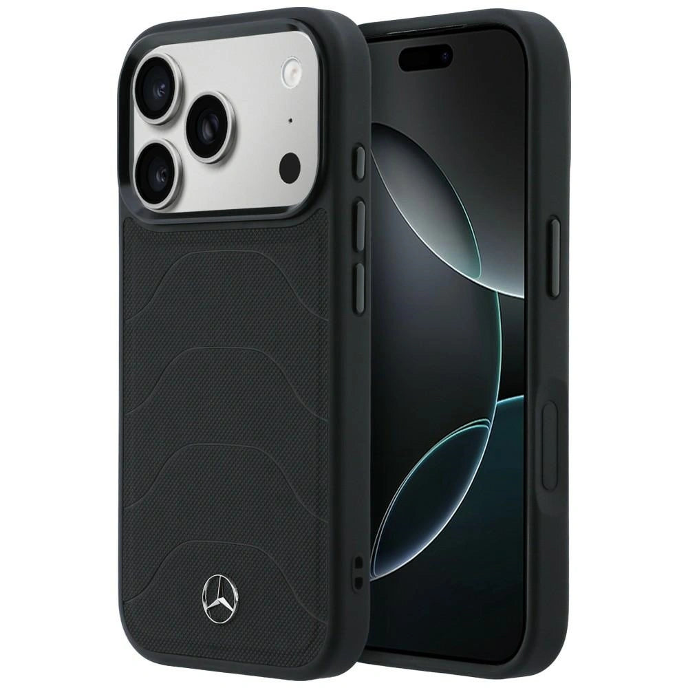 Etui Mercedes Leather Mesh with Bow Line na iPhone 17 Pro Max - czarne