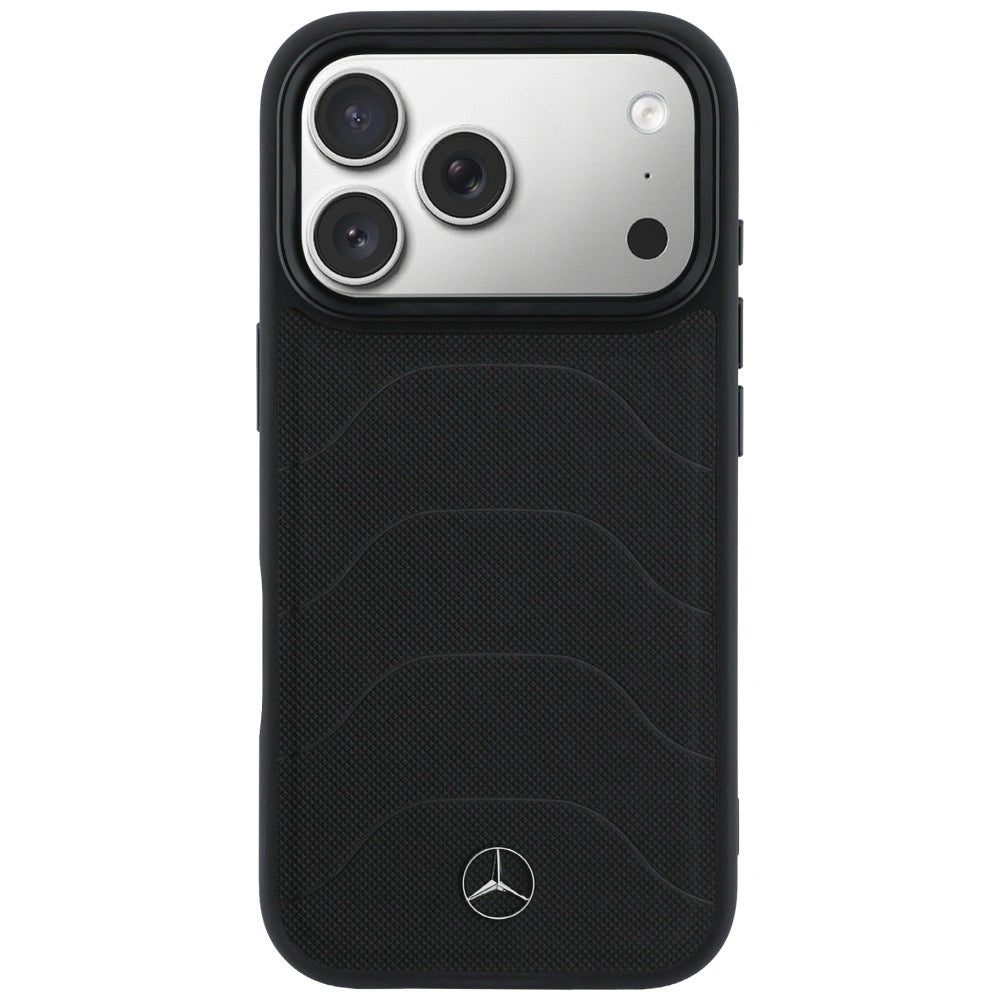 Etui Mercedes Leather Mesh with Bow Line na iPhone 17 Pro Max - czarne – zdjęcie 3