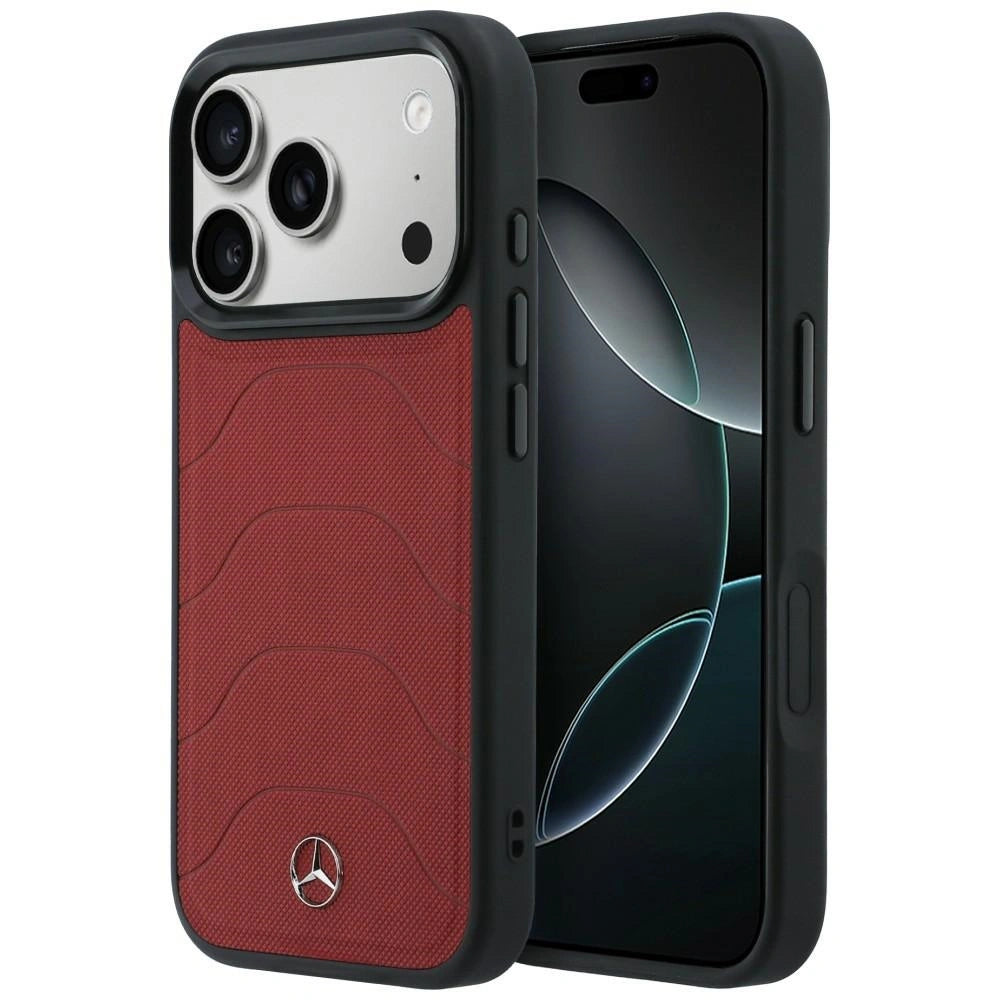 Etui Mercedes Leather Mesh with Bow Line na iPhone 17 Pro Max - czerwone