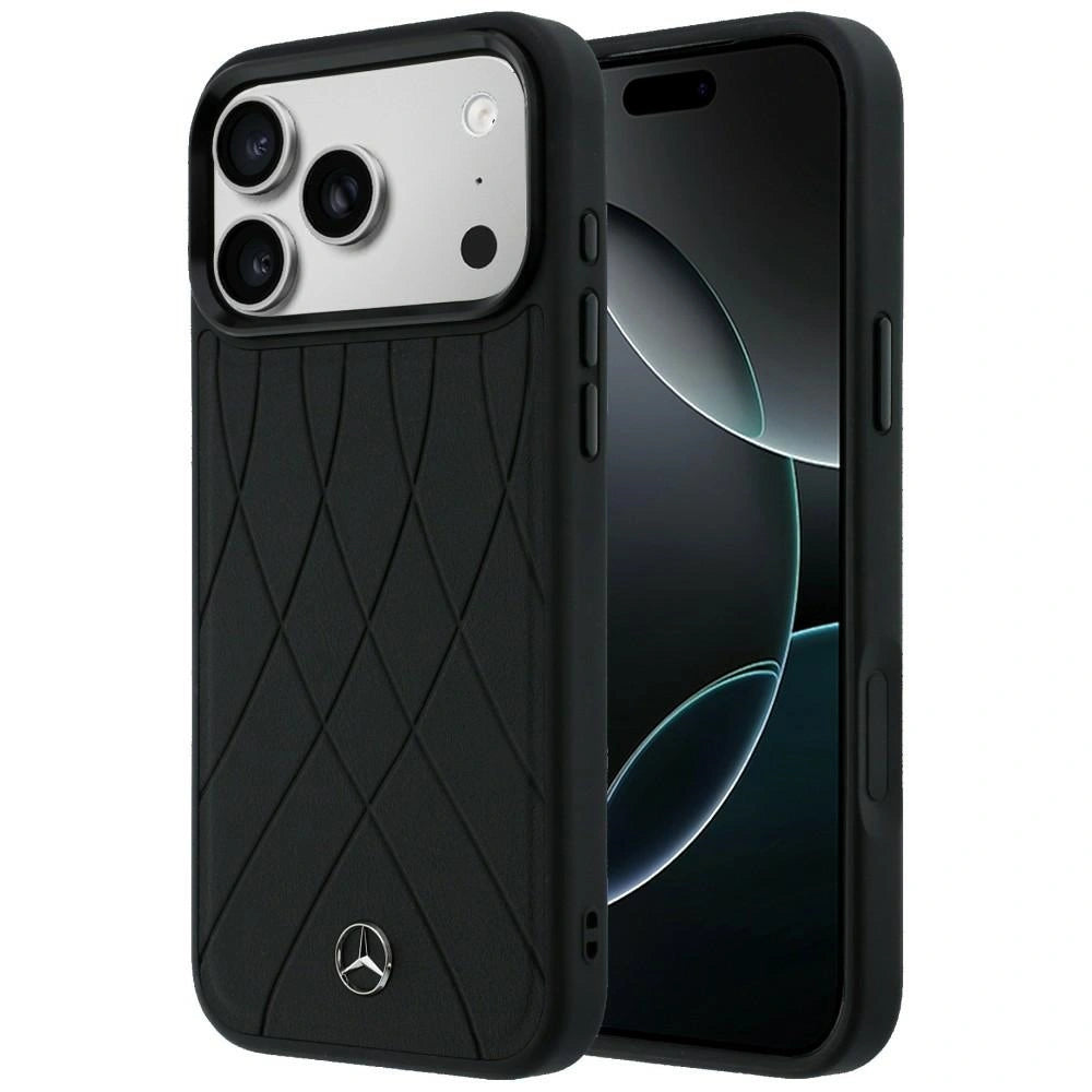 Etui Mercedes Leather with Crossed Lines na iPhone 17 Pro Max - czarne
