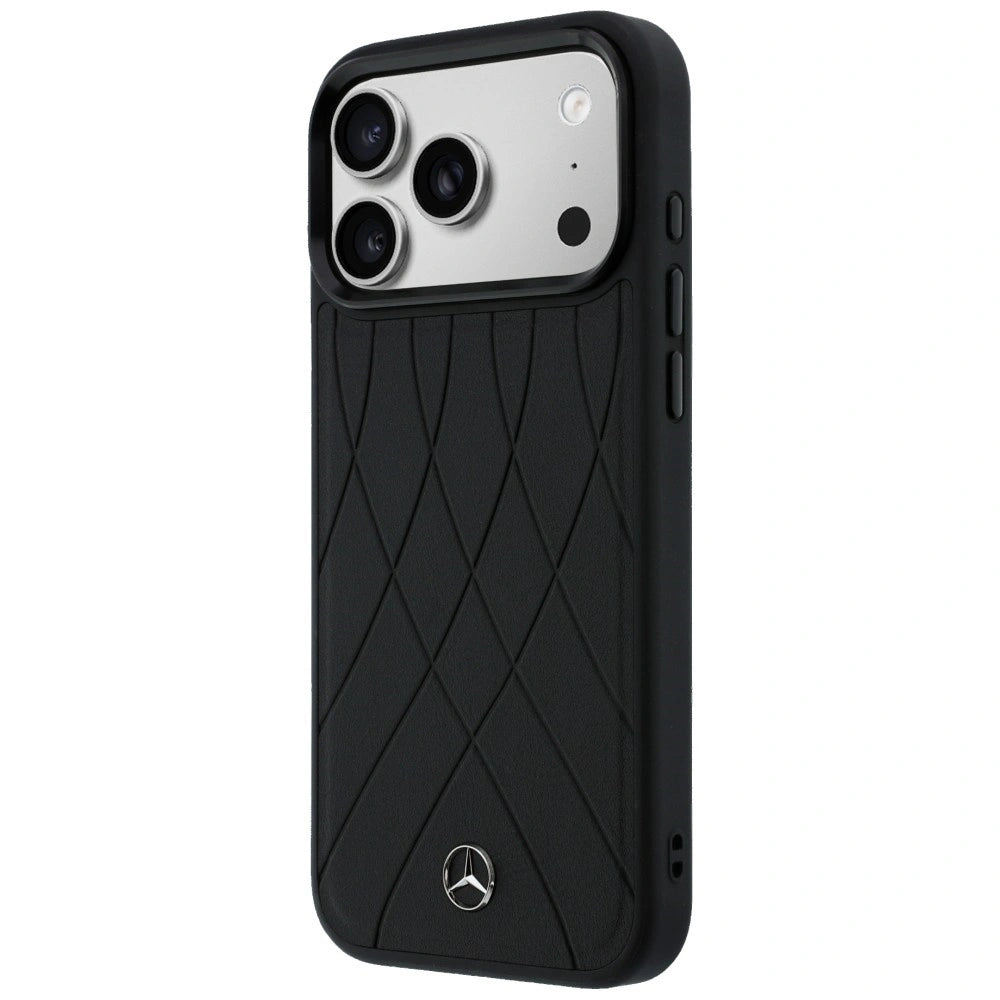 Etui Mercedes Leather with Crossed Lines na iPhone 17 Pro Max - czarne – zdjęcie 2