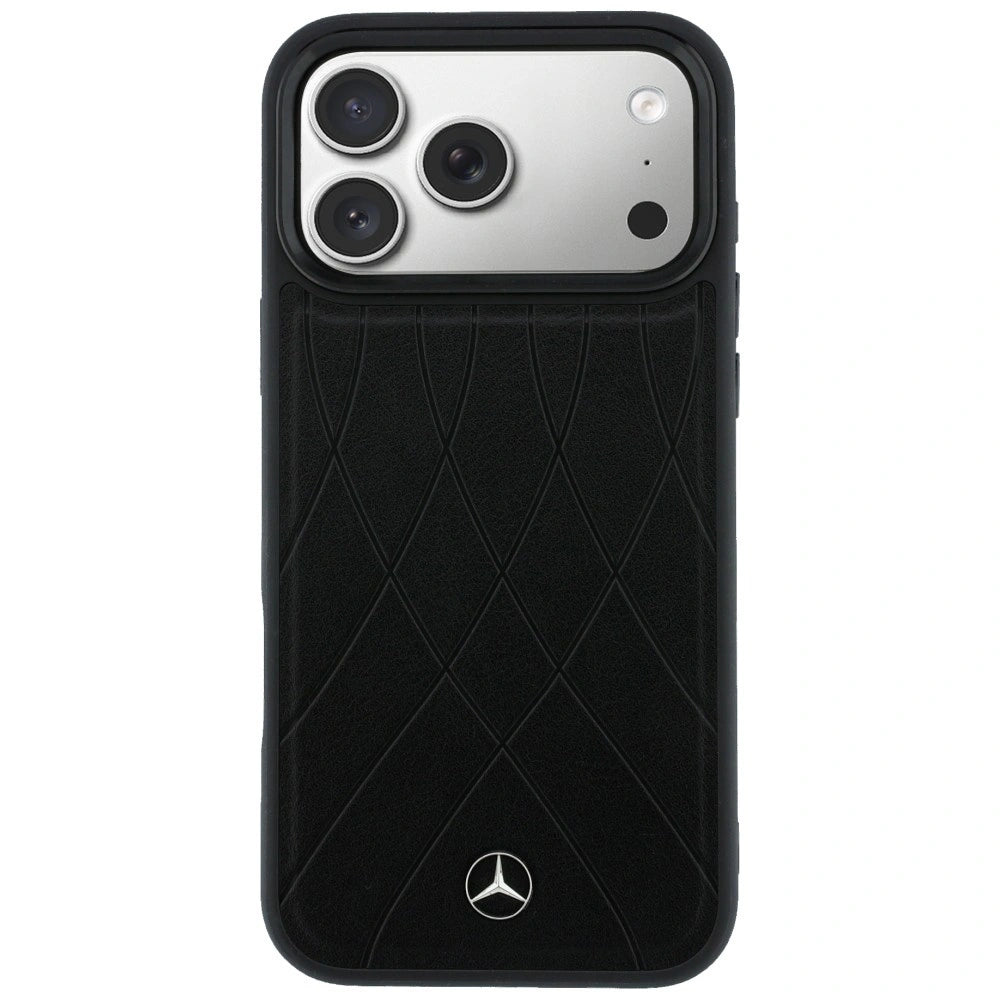 Etui Mercedes Leather with Crossed Lines na iPhone 17 Pro Max - czarne – zdjęcie 3