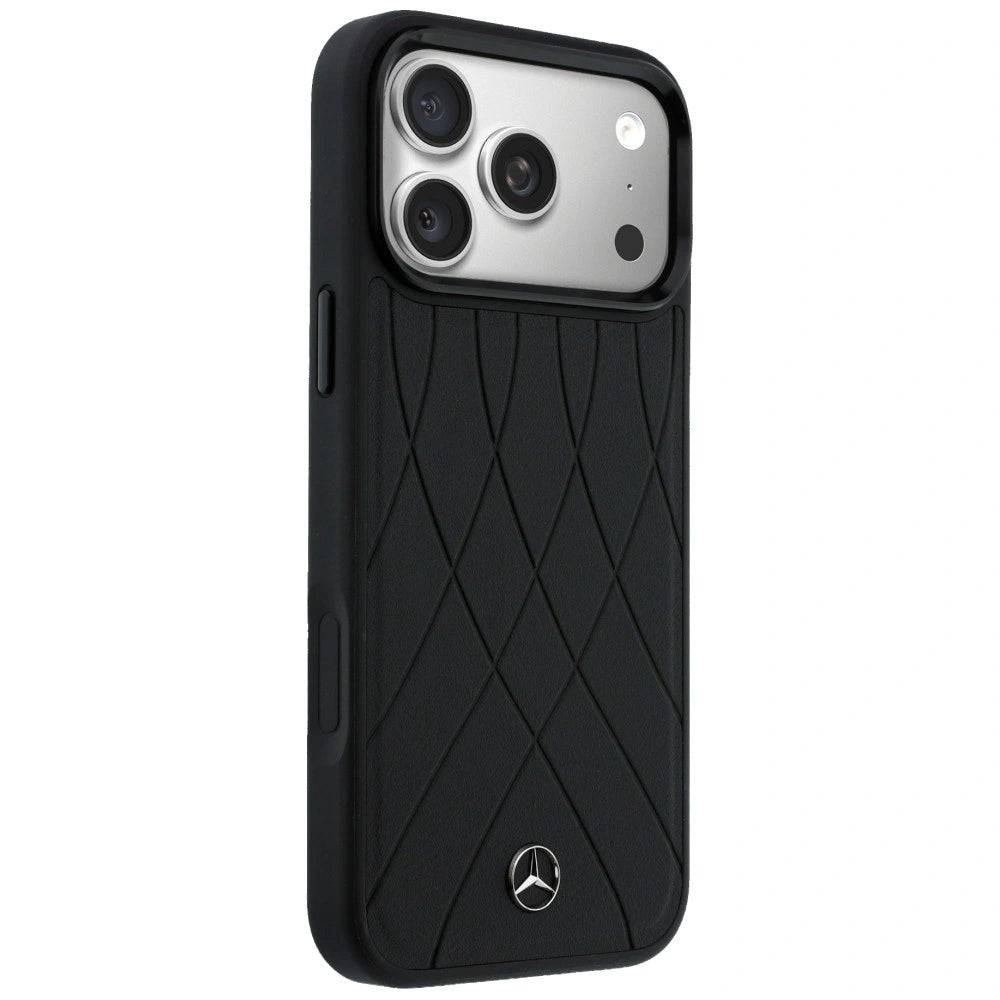 Etui Mercedes Leather with Crossed Lines na iPhone 17 Pro Max - czarne – zdjęcie 4