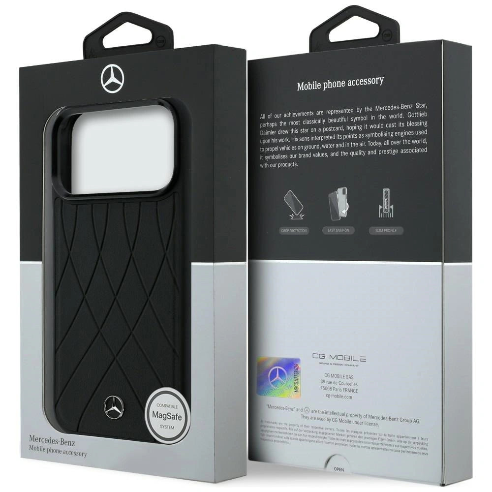 Etui Mercedes Leather with Crossed Lines na iPhone 17 Pro Max - czarne – zdjęcie 8