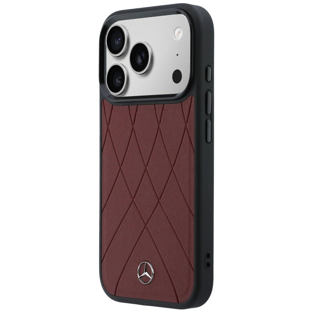 Etui Mercedes Leather with Crossed Lines na iPhone 17 Pro Max - czerwone – zdjęcie 2