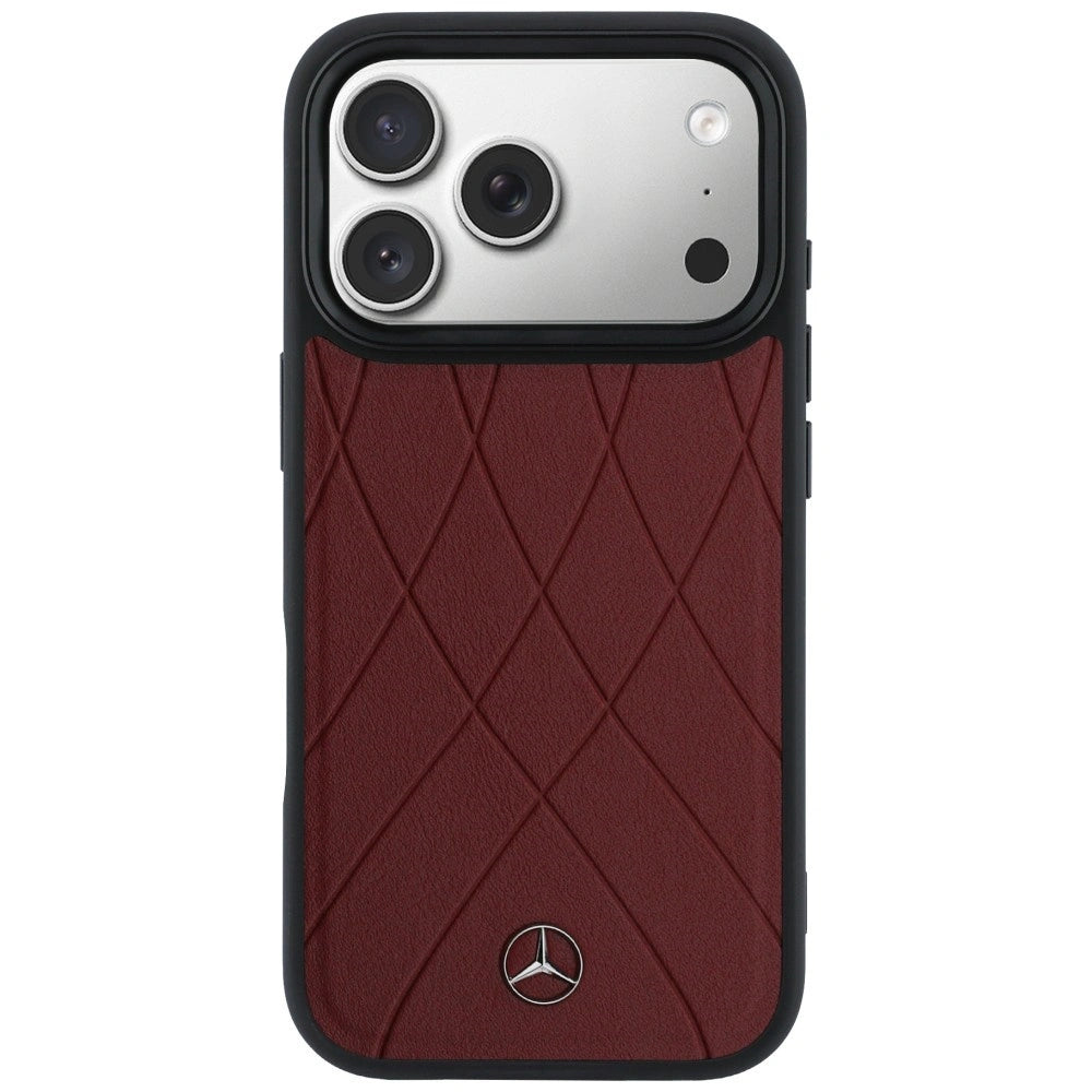 Etui Mercedes Leather with Crossed Lines na iPhone 17 Pro Max - czerwone – zdjęcie 3