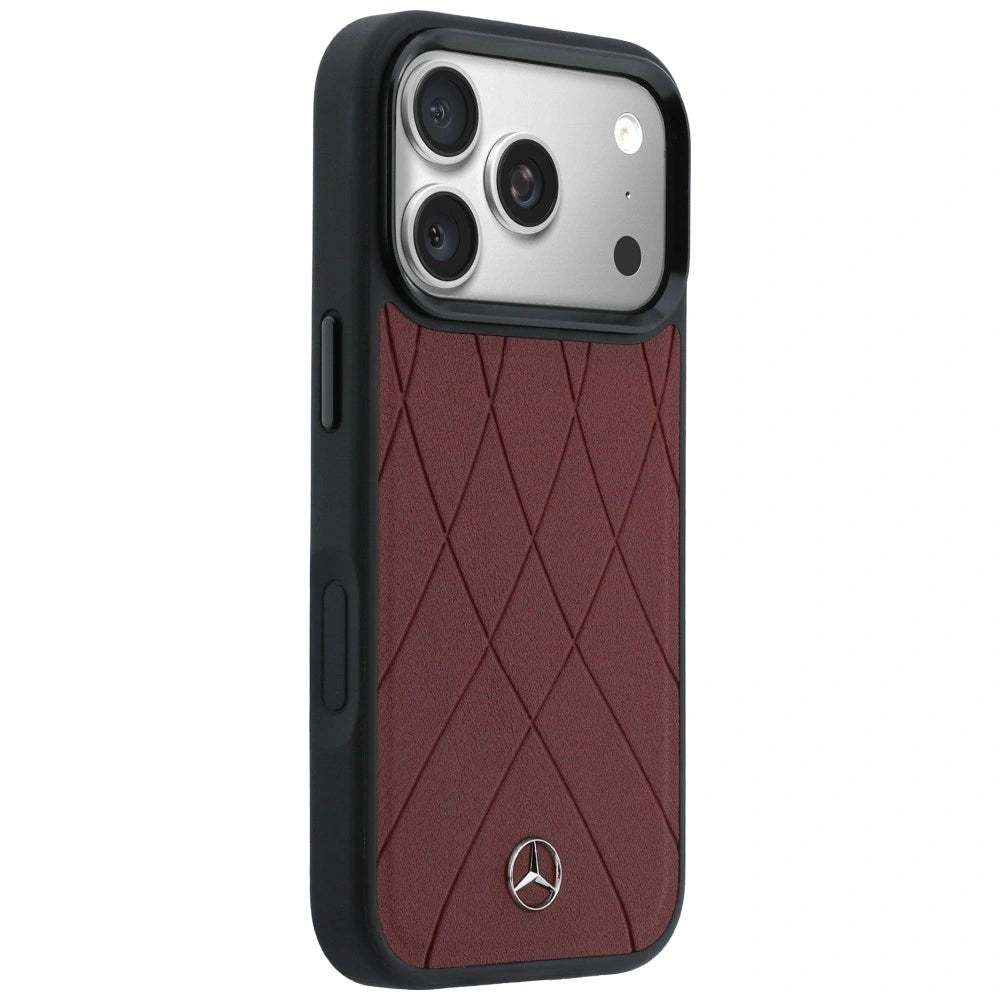 Etui Mercedes Leather with Crossed Lines na iPhone 17 Pro Max - czerwone – zdjęcie 4