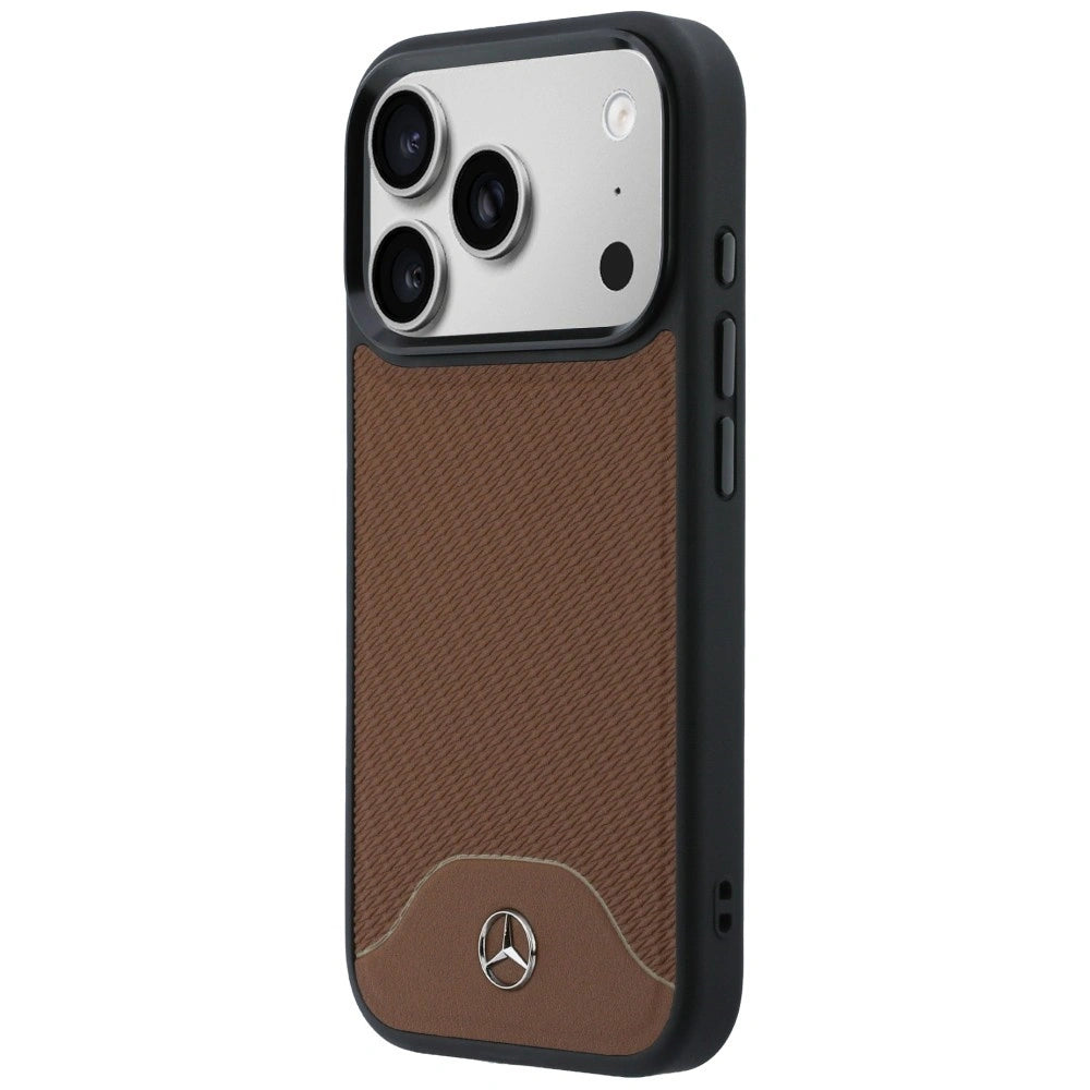 Etui Mercedes Leather Wood Effect and Curve na iPhone 17 Pro - brązowe – zdjęcie 2