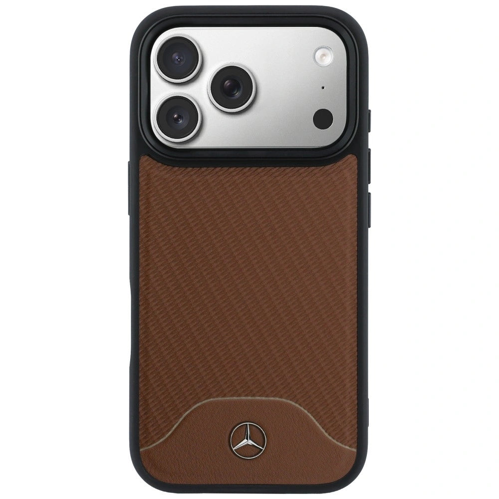 Etui Mercedes Leather Wood Effect and Curve na iPhone 17 Pro - brązowe – zdjęcie 3