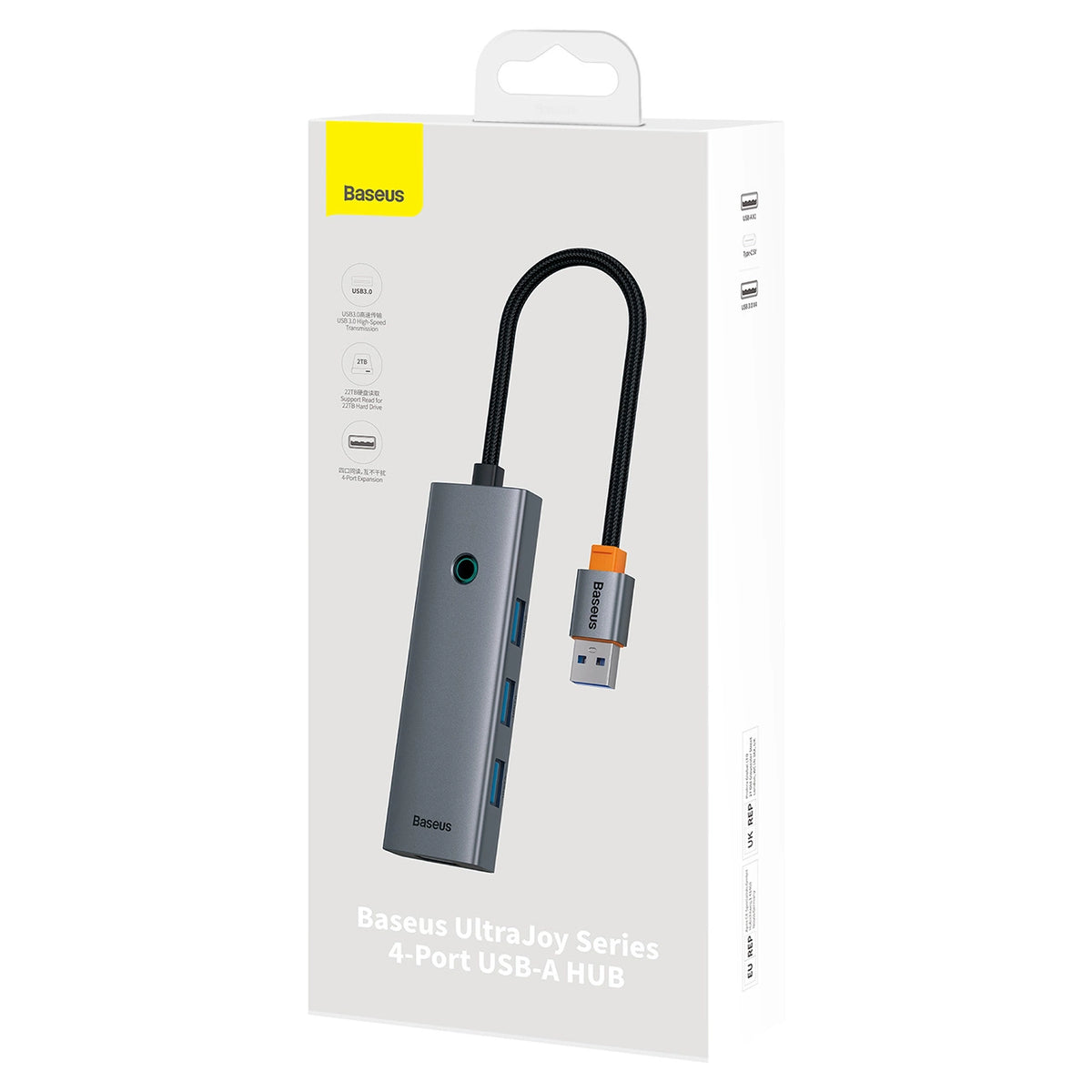 Hub USB-A Baseus UltraJoy Series 4xUSB-A 3.0 1xUSB-C 5V 50cm - szary – zdjęcie 4