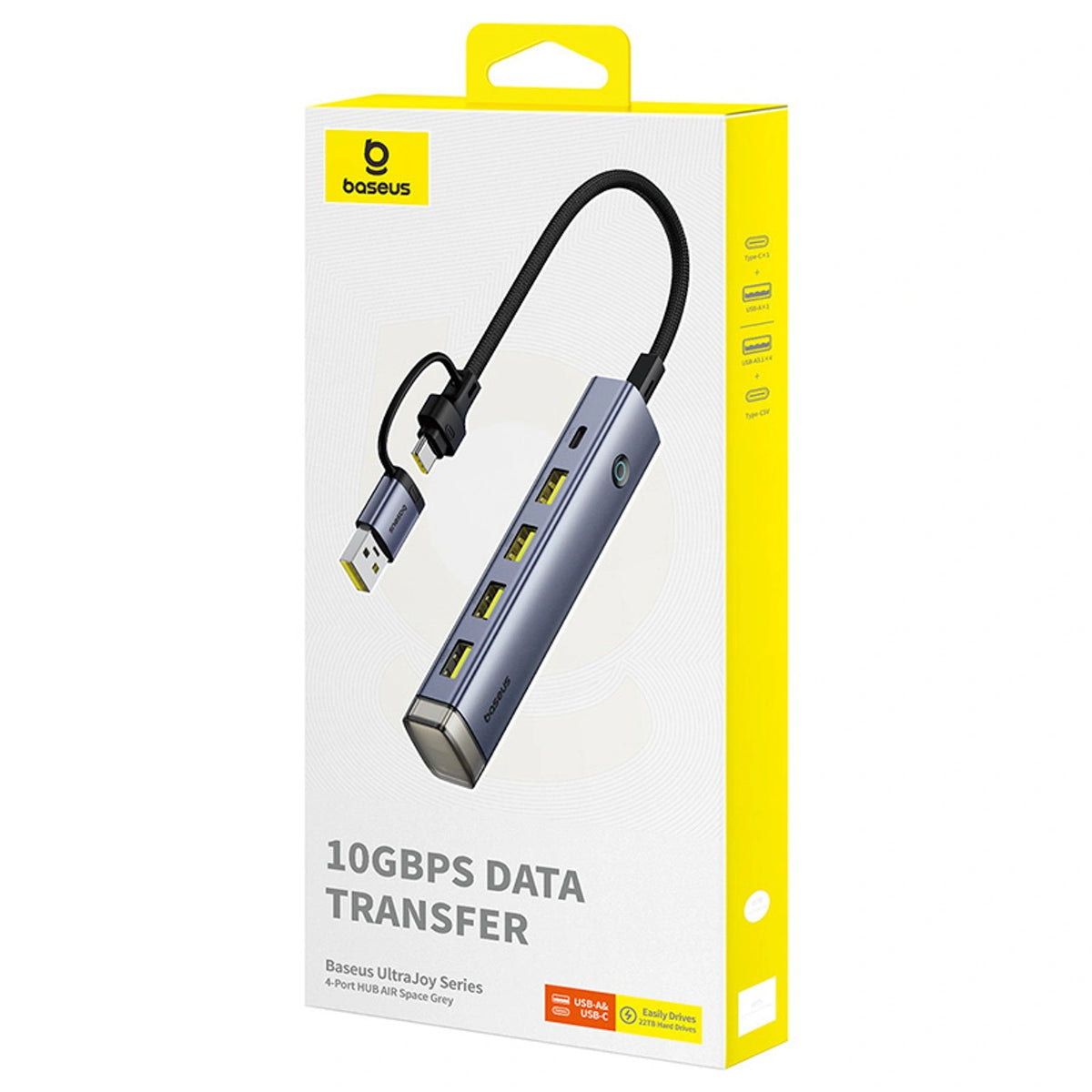 Hub USB-A/USB-C Baseus UltraJoy Series 4xUSB-A 3.1 1xUSB-C 5V - szary – zdjęcie 10