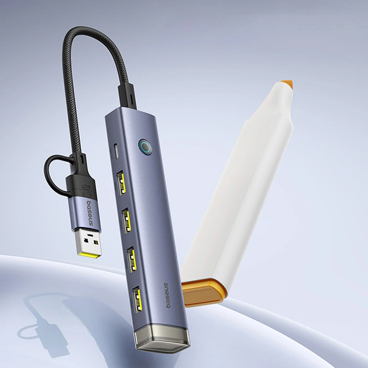 Hub USB-A/USB-C Baseus UltraJoy Series 4xUSB-A 3.1 1xUSB-C 5V - szary – zdjęcie 12