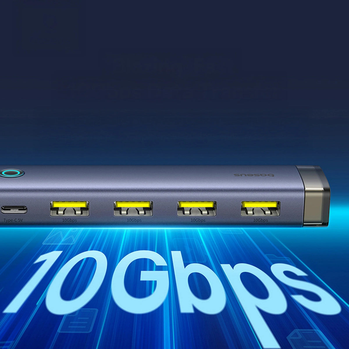 Hub USB-A/USB-C Baseus UltraJoy Series 4xUSB-A 3.1 1xUSB-C 5V - szary – zdjęcie 13