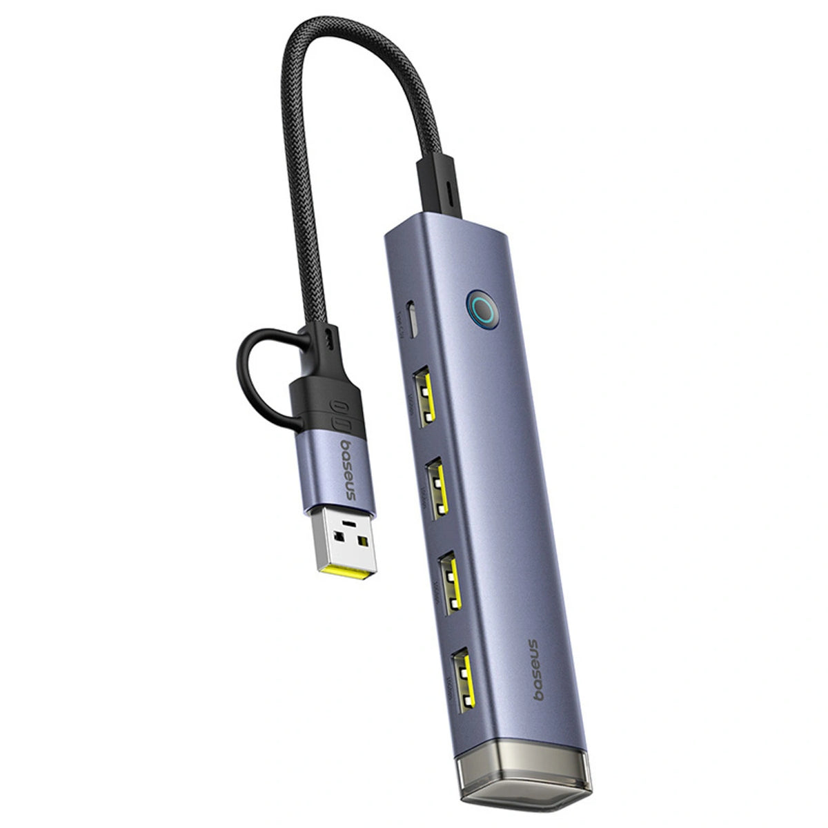 Hub USB-A/USB-C Baseus UltraJoy Series 4xUSB-A 3.1 1xUSB-C 5V - szary – zdjęcie 3