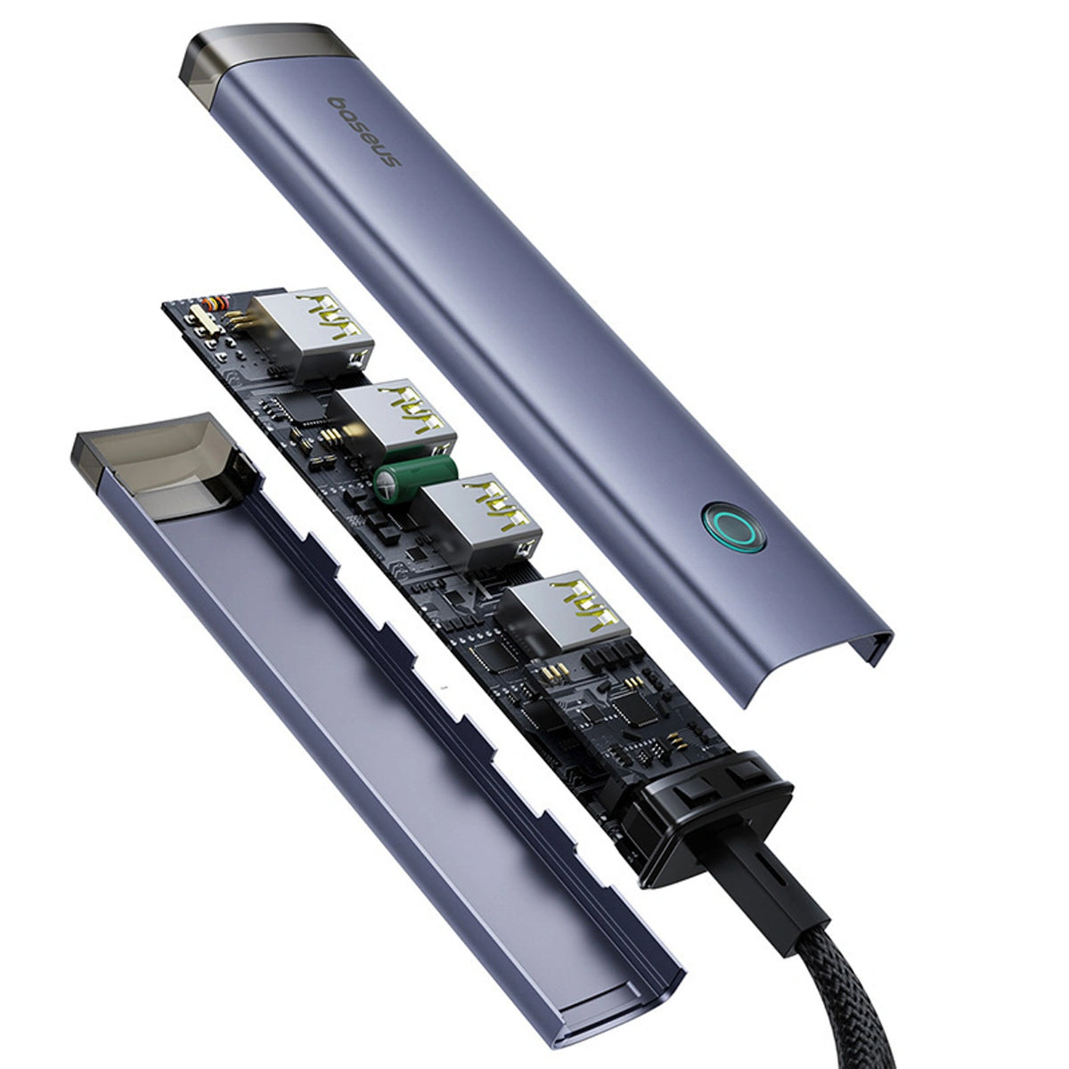 Hub USB-A/USB-C Baseus UltraJoy Series 4xUSB-A 3.1 1xUSB-C 5V - szary – zdjęcie 4
