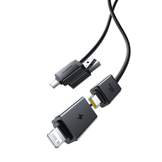 Kabel Baseus Versatile 60W USB-C - USB-C z adapterami USB-A i - czarny