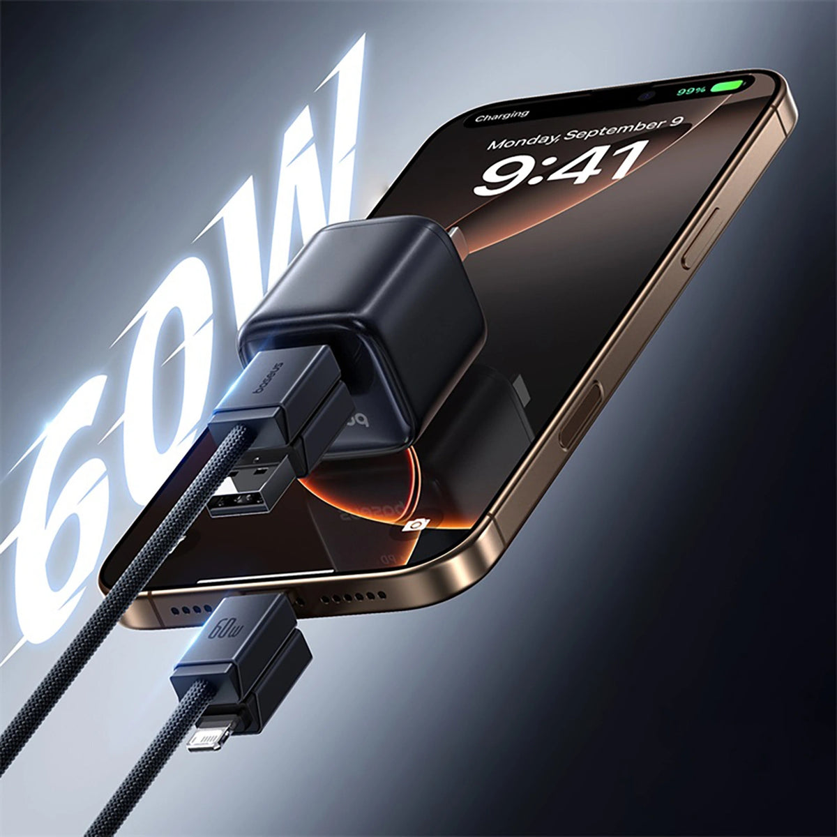 Kabel Baseus Versatile 60W USB-C - USB-C z adapterami USB-A i - czarny