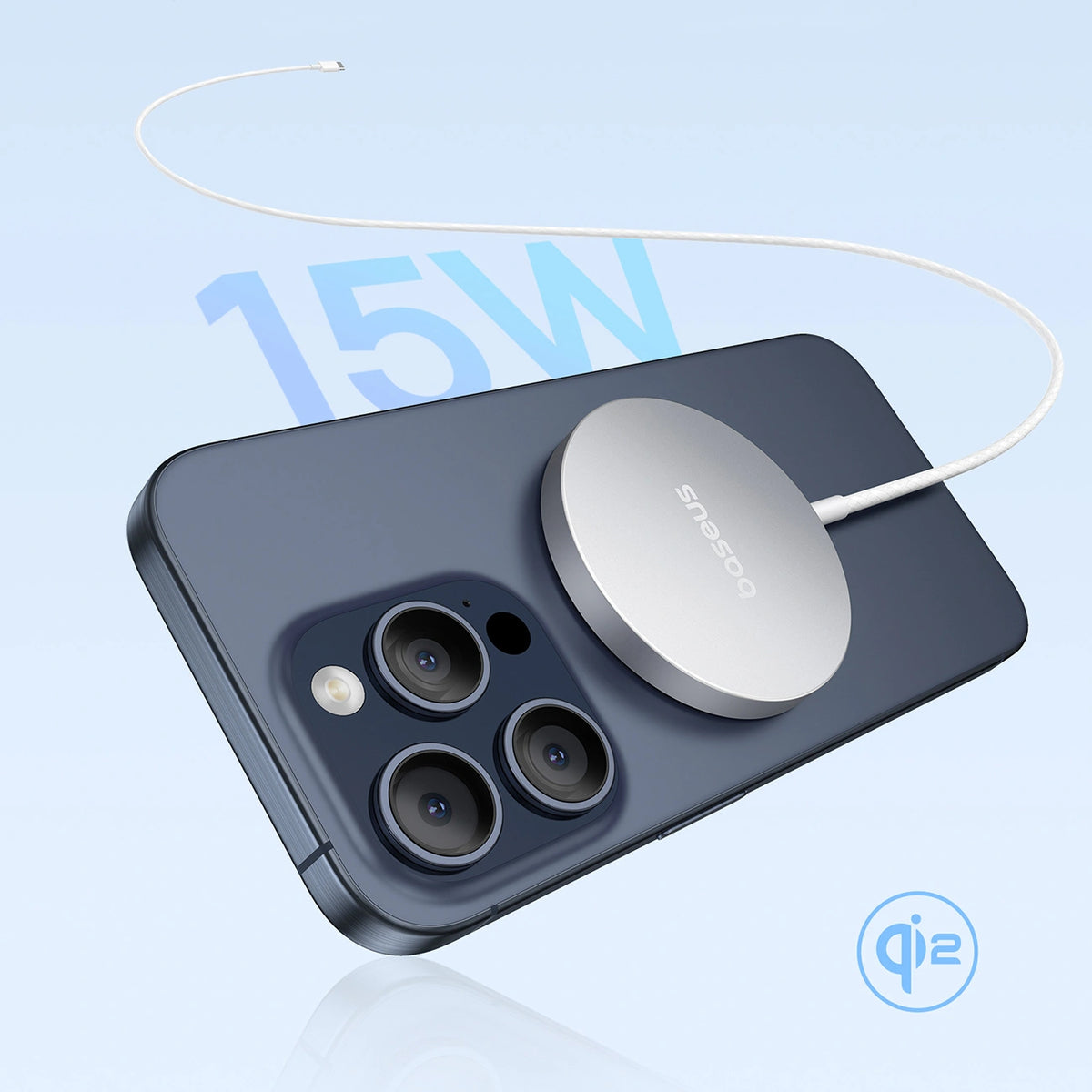 Ładowarka bezprzewodowa Baseus Simple Mini4 Air Qi2 15 W - srebrna