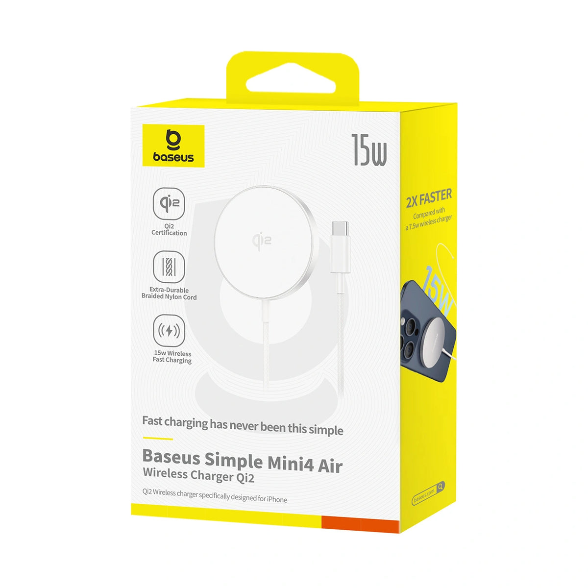 Ładowarka bezprzewodowa Baseus Simple Mini4 Air Qi2 15 W - srebrna