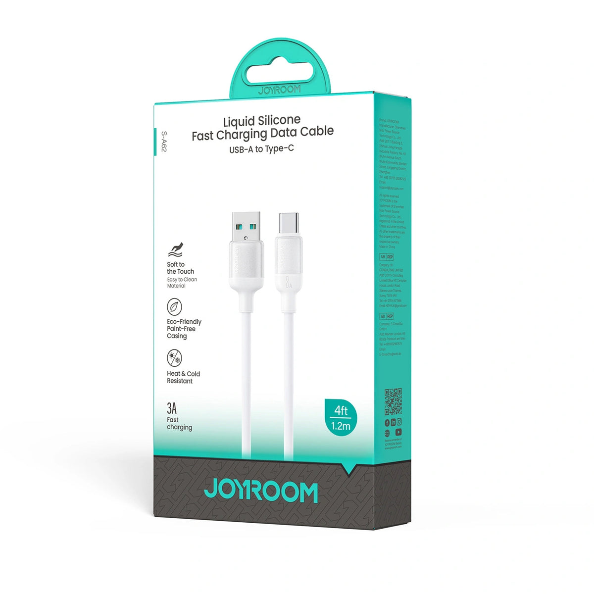 Kabel Joyroom S-A62 Lively Series 3A USB-A - USB-C 1,2 m - biały – zdjęcie 6