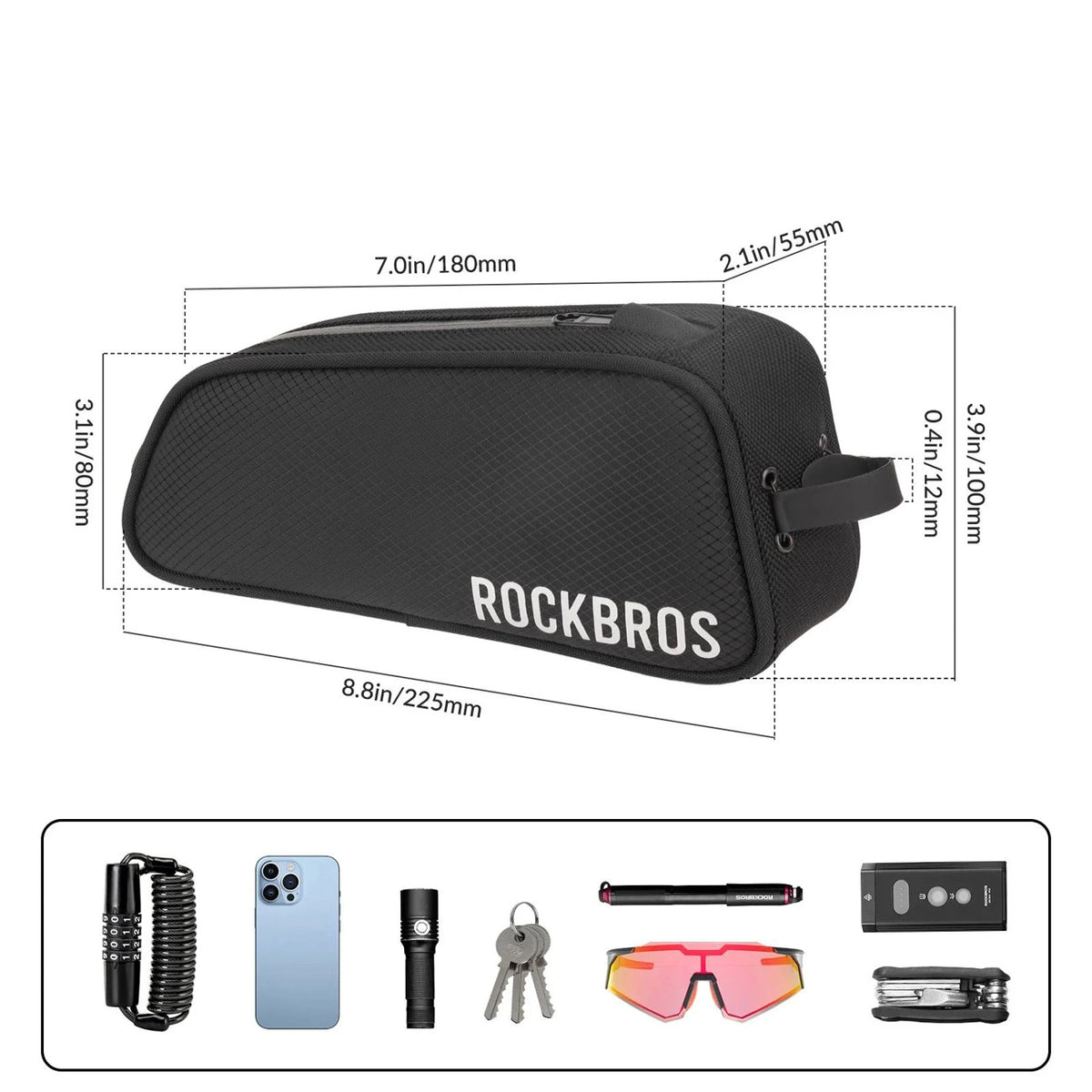 Torba rowerowa Rockbros TL004 ROAD TO SKY 0,7 na ramę wodoodporna - czarna – zdjęcie 3