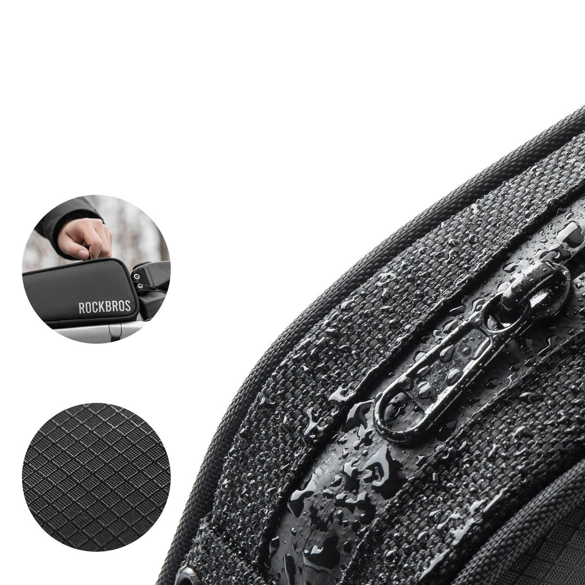 Torba rowerowa Rockbros TL004 ROAD TO SKY 0,7 na ramę wodoodporna - czarna – zdjęcie 4
