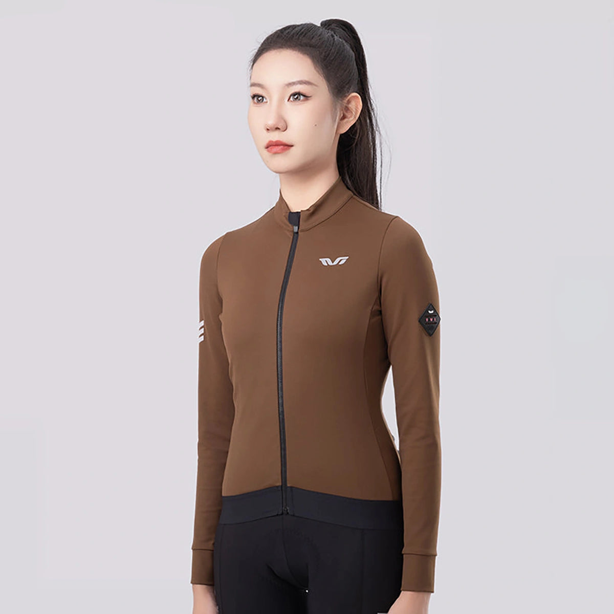 Bluza kolarska damska Rockbros YDWT006 TVI ocieplana jesień/zima - brązowa – zdjęcie 3