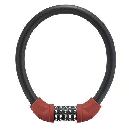 Zapięcie rowerowe Rockbros na szyfr linka stalowa 55 cm - czerwone