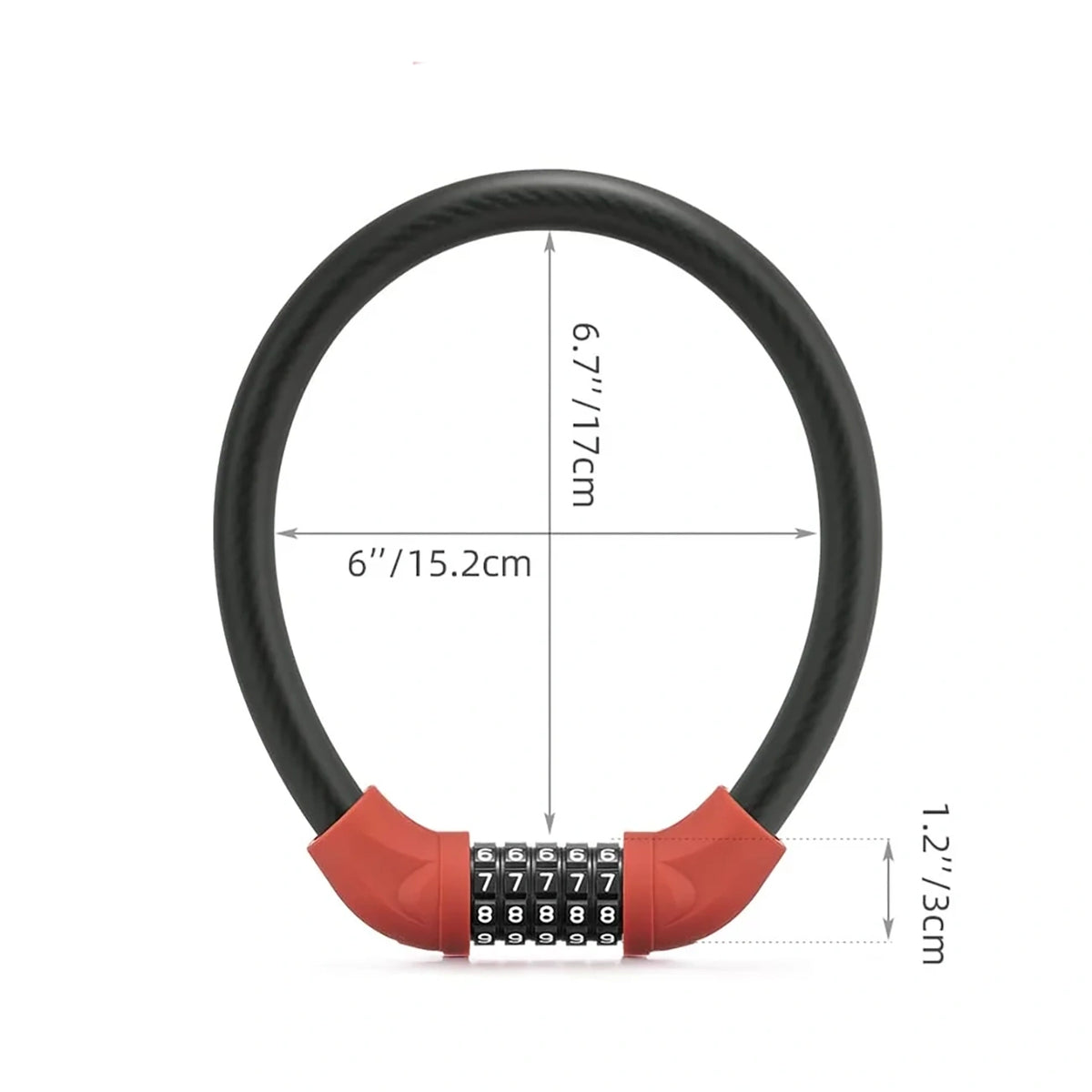 Zapięcie rowerowe Rockbros na szyfr linka stalowa 55 cm - czerwone – zdjęcie 3