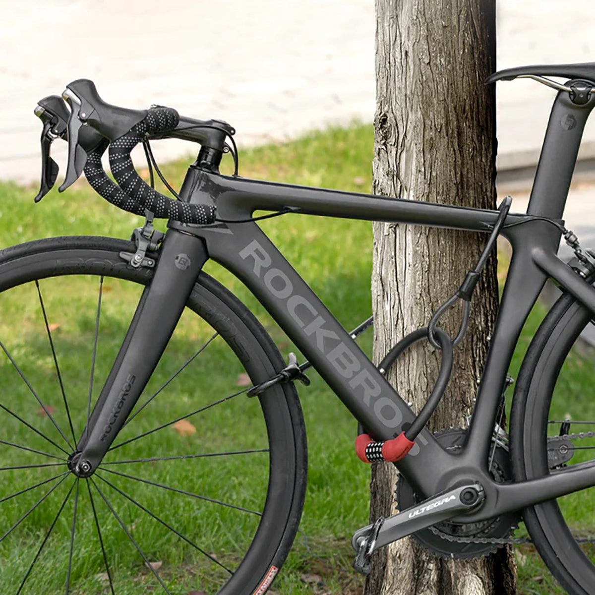 Zapięcie rowerowe Rockbros na szyfr linka stalowa 55 cm - czerwone – zdjęcie 4