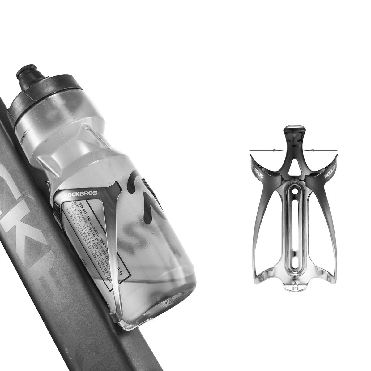 Koszyk na bidon Rockbros RKL02 aluminiowy - czarno-srebrny – zdjęcie 3