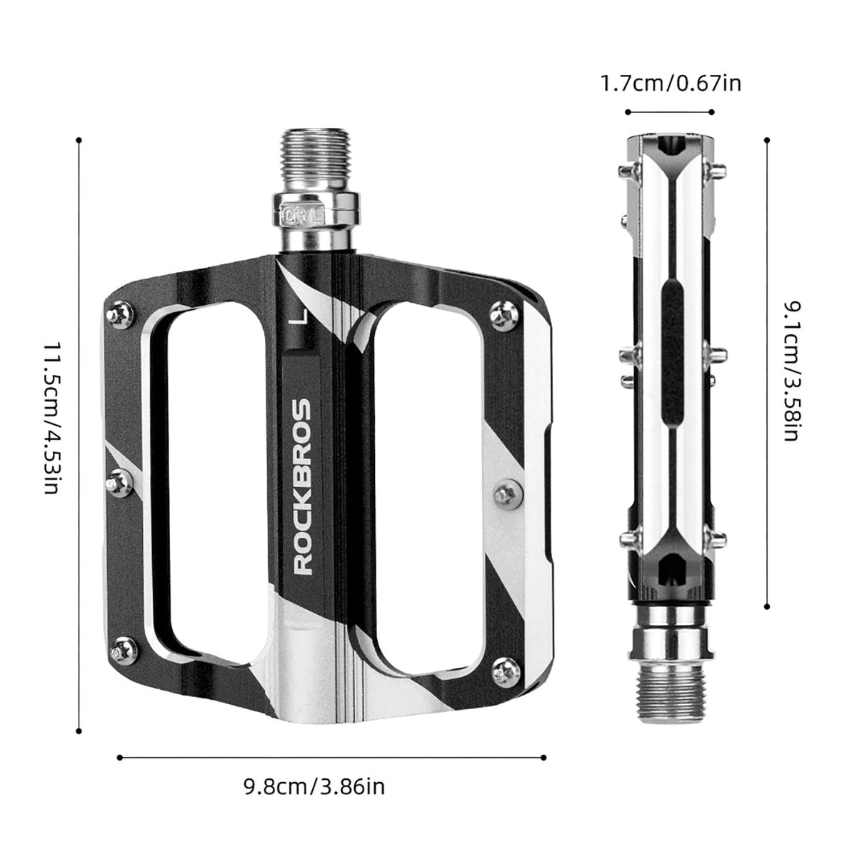 Pedały rowerowe Rockbros K306-BK MTB aluminiowe - czarne – zdjęcie 2