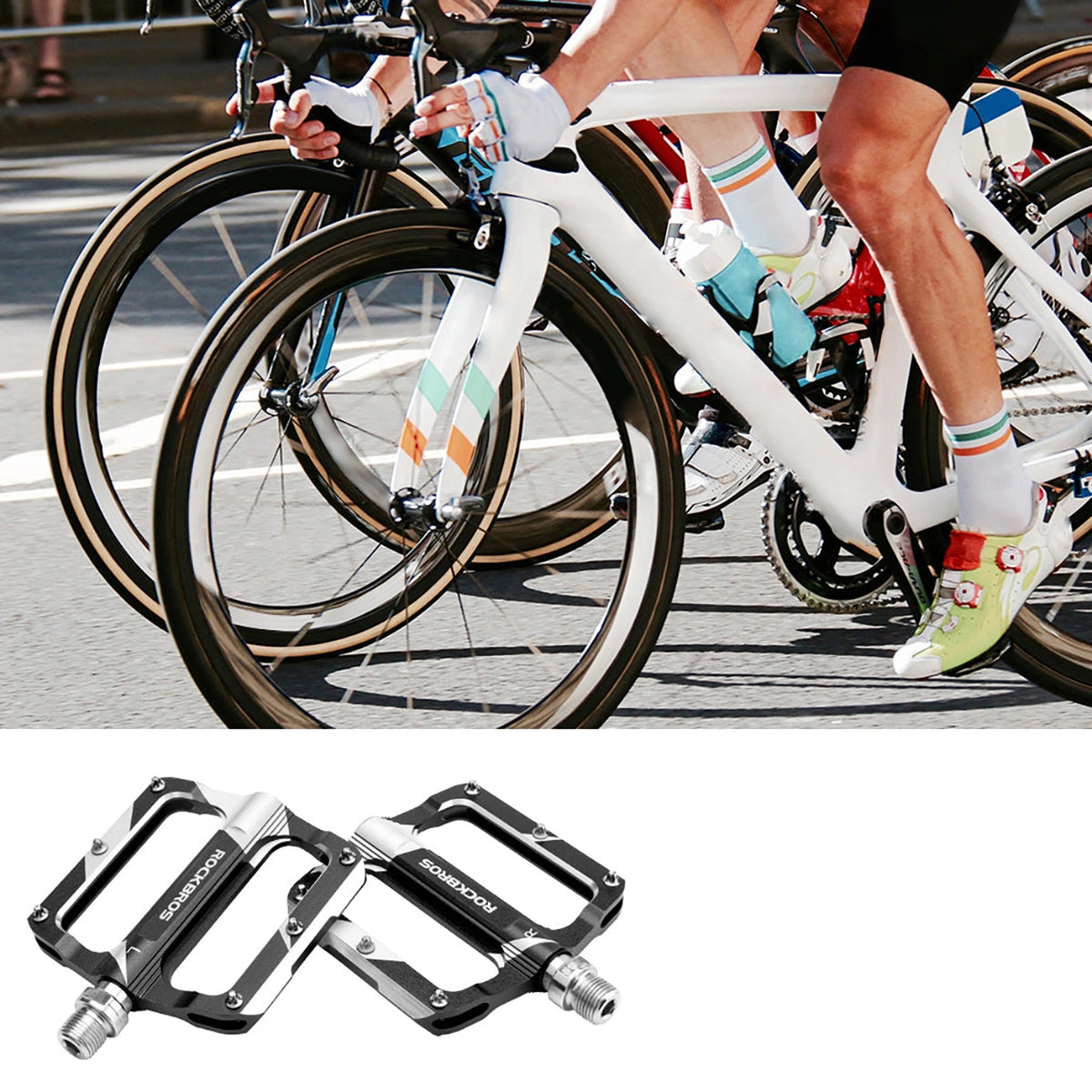 Pedały rowerowe Rockbros K306-BK MTB aluminiowe - czarne – zdjęcie 4