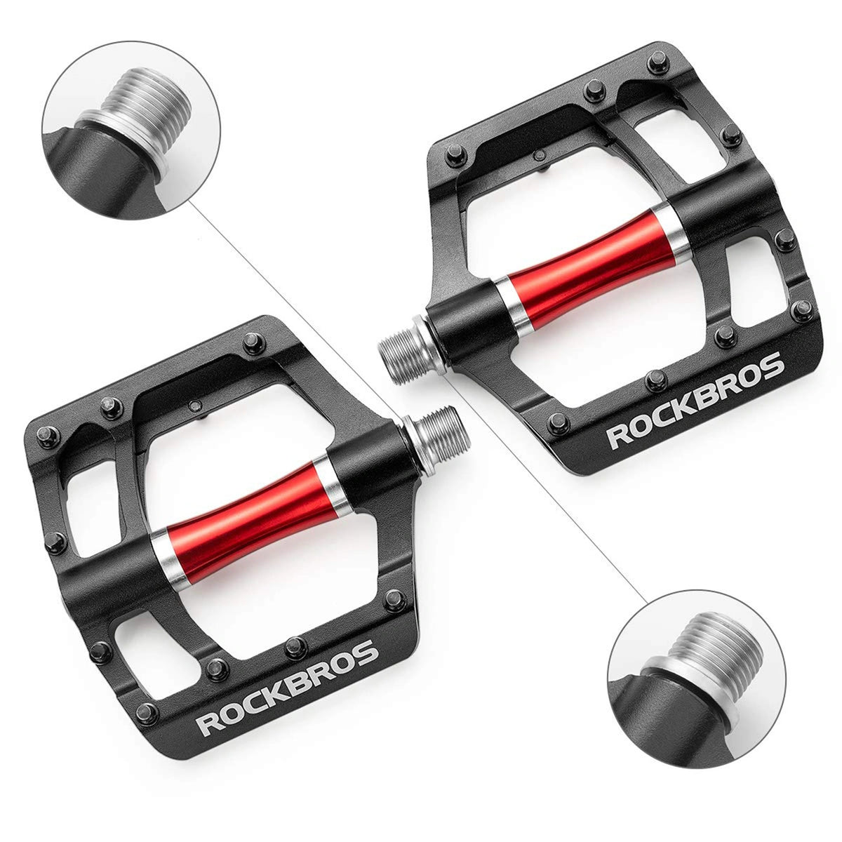 Pedały rowerowe Rockbros 2020-12CBK platformowe aluminiowe - czarne – zdjęcie 3