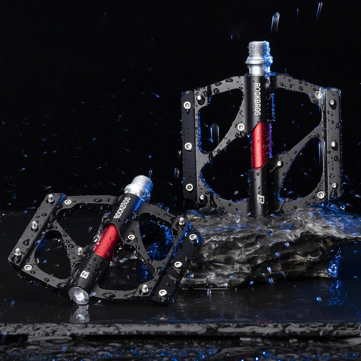 Pedały rowerowe Rockbros 2020-12BBK platformowe aluminiowe - czarne – zdjęcie 3