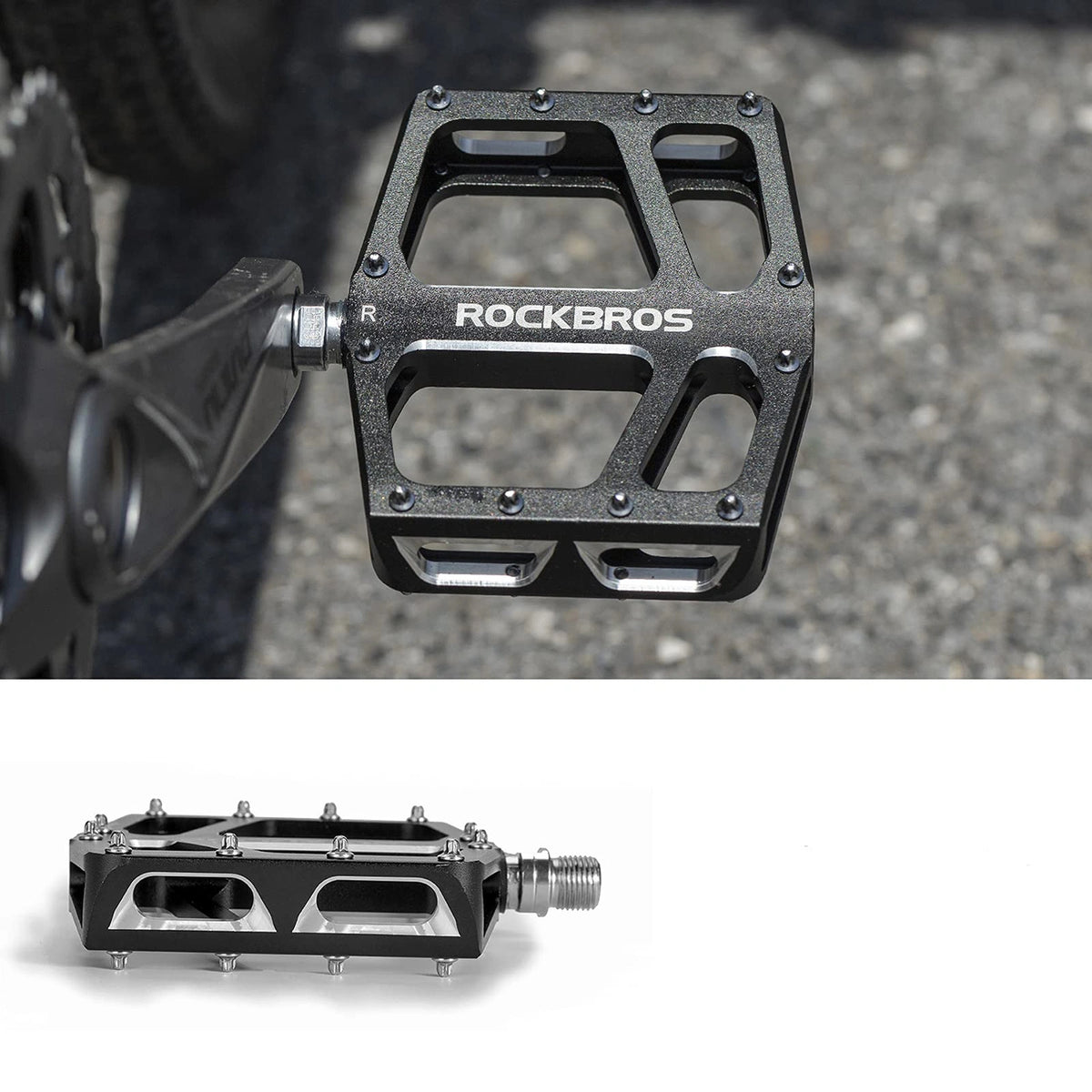 Pedały rowerowe Rockbros K399-BK platformowe szerokie - czarne – zdjęcie 5