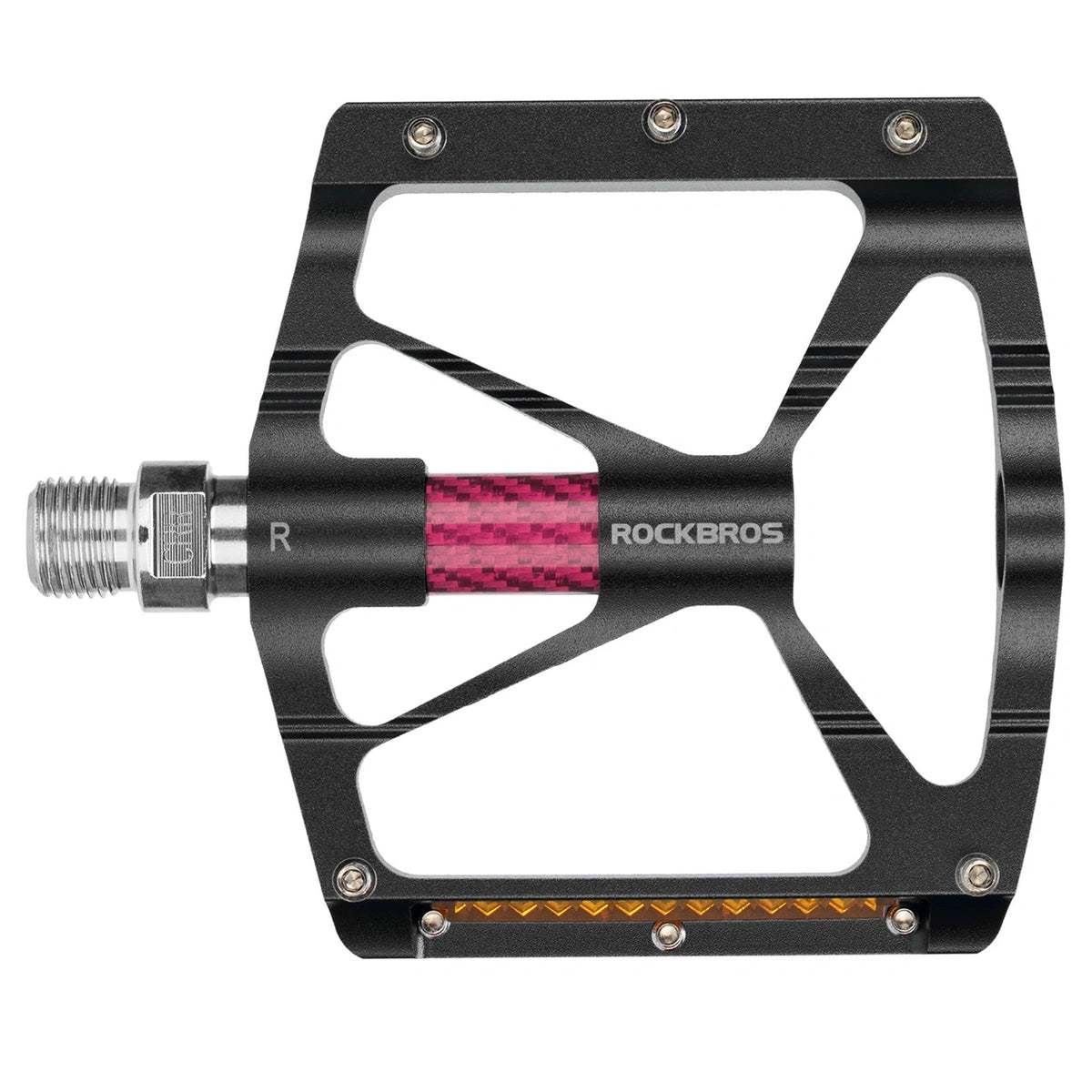 Pedały rowerowe Rockbros K307PT aluminiowe odblaskowe platformowe - czarne – zdjęcie 2