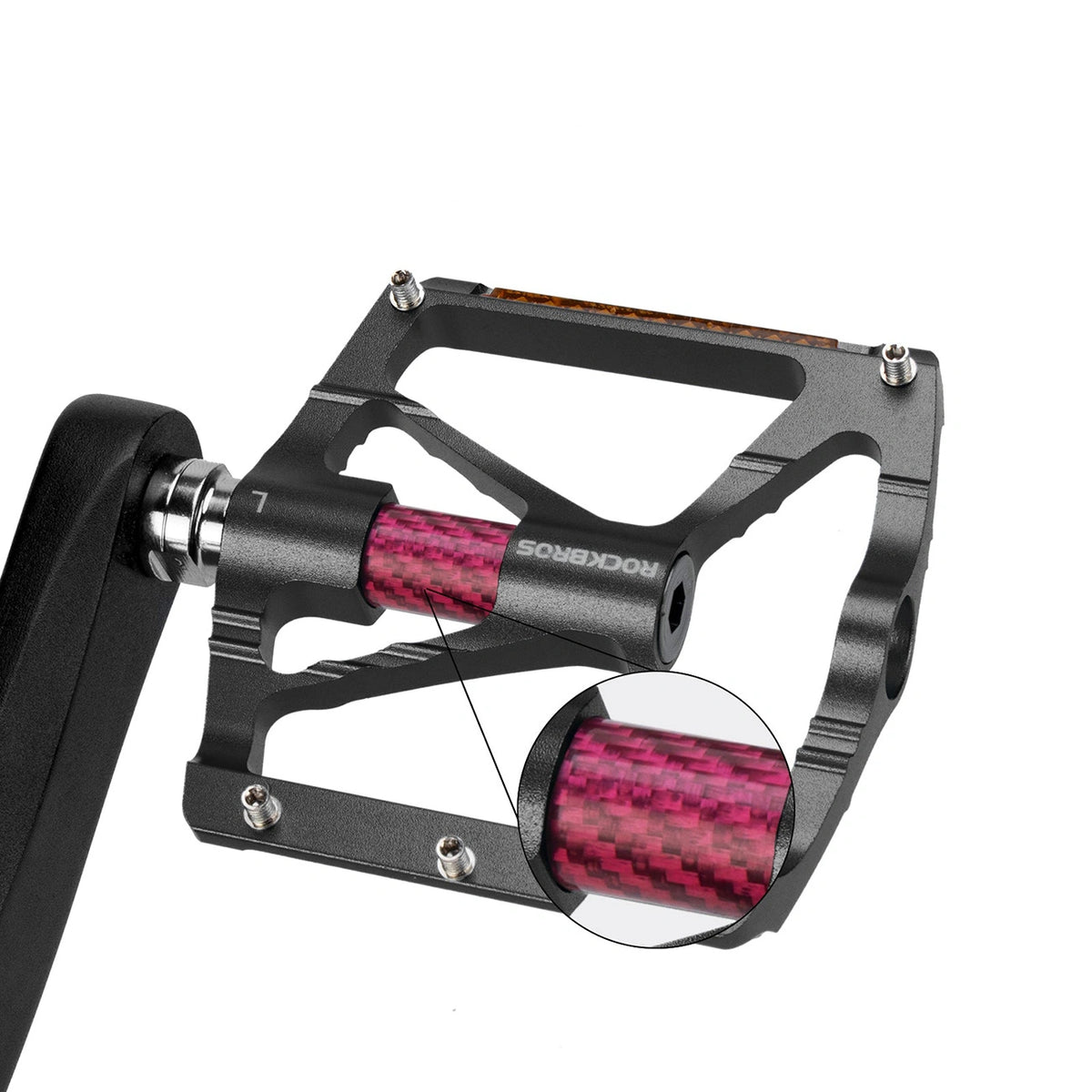 Pedały rowerowe Rockbros K307PT aluminiowe odblaskowe platformowe - czarne – zdjęcie 4
