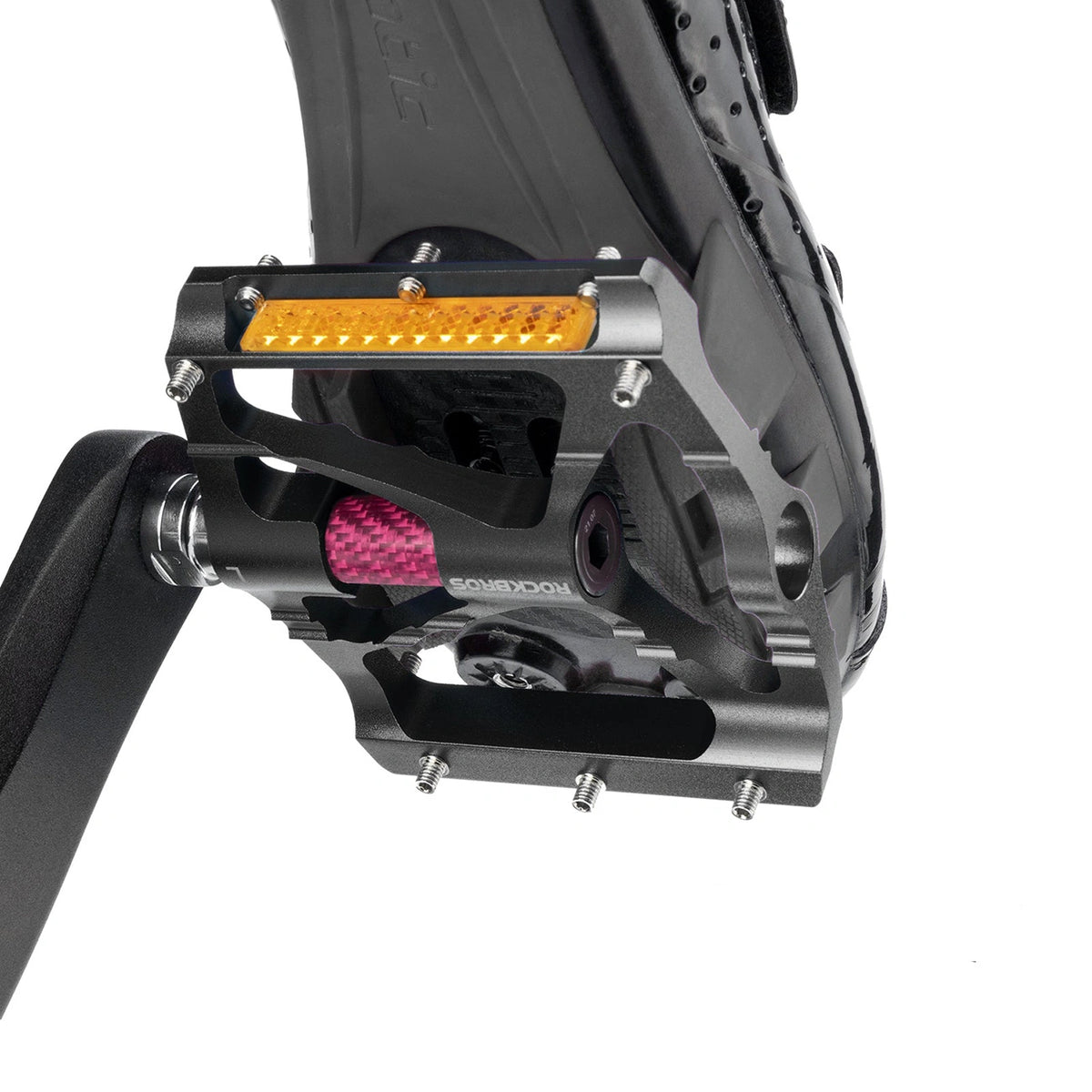 Pedały rowerowe Rockbros K307PT aluminiowe odblaskowe platformowe - czarne – zdjęcie 5