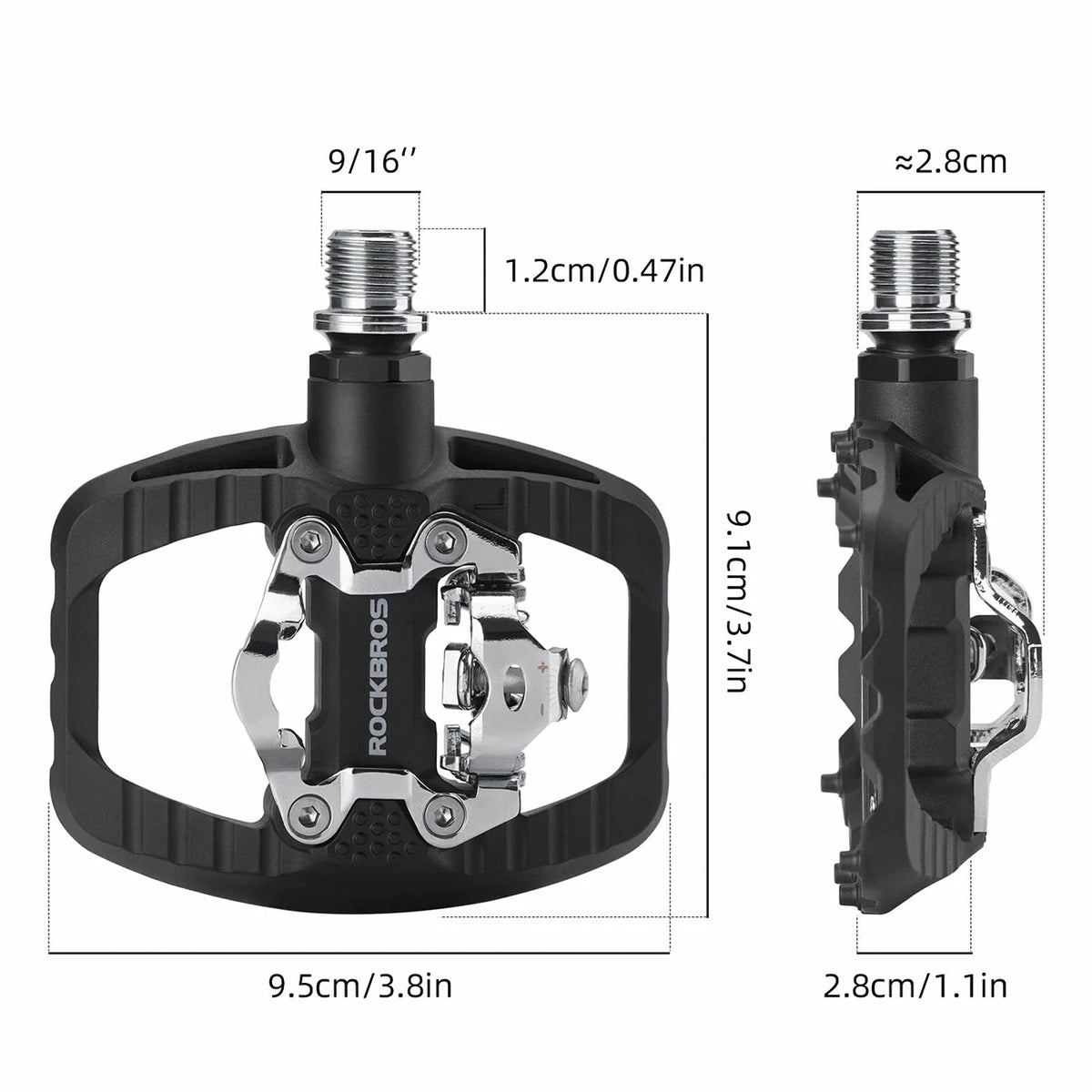 Pedały rowerowe Rockbros PD303 platformowe half-lock - czarne – zdjęcie 2