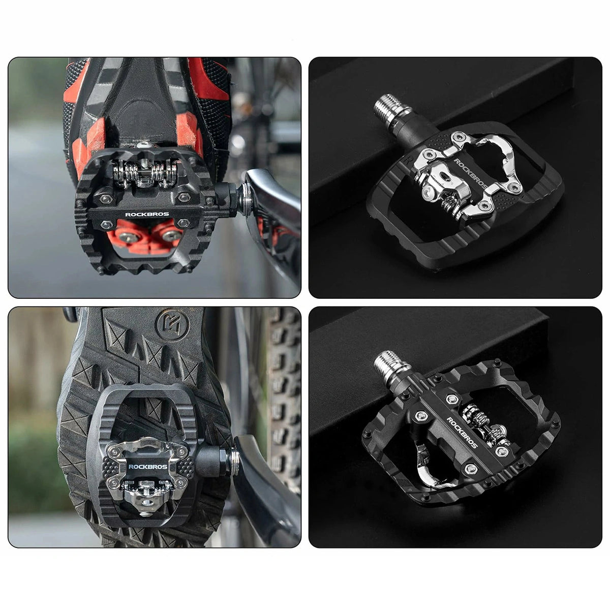 Pedały rowerowe Rockbros PD303 platformowe half-lock - czarne – zdjęcie 7