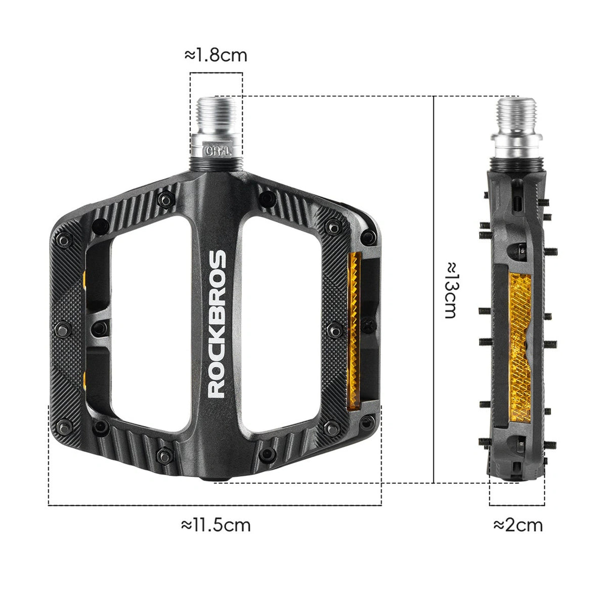 Pedały rowerowe Rockbros BP2501 oblaskowe nylonowe - czarne – zdjęcie 2