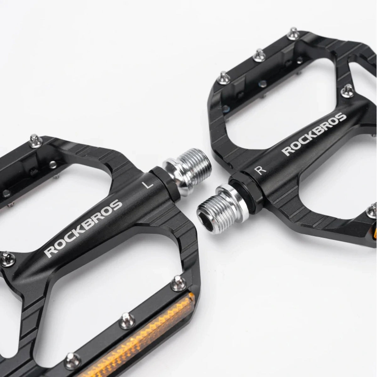 Pedały rowerowe Rockbros C700 platformowe odblaskowe aluminiowe - czarne – zdjęcie 2