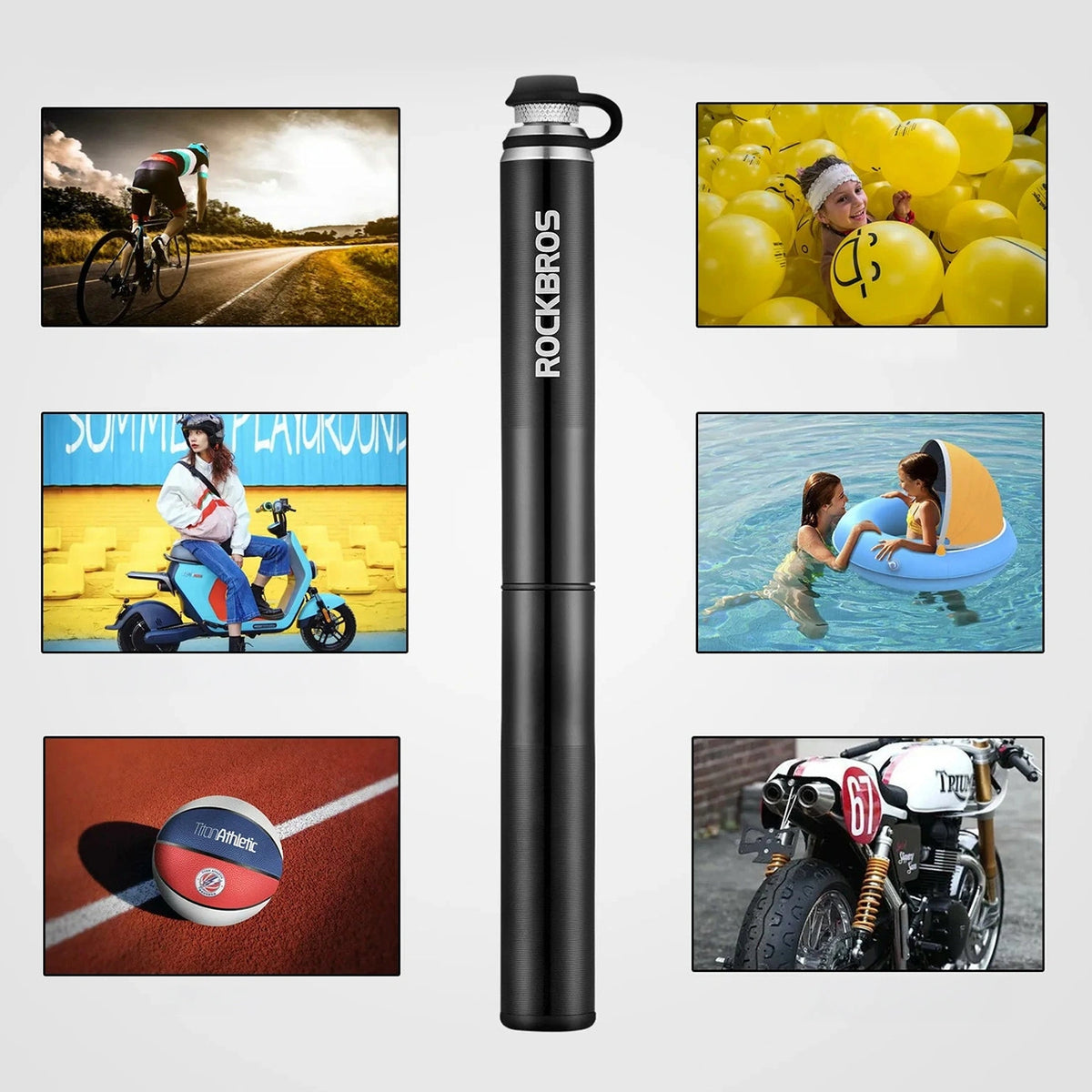 Pompka rowerowa Rockbros JG-PB-004 lekka z manometrem - czarna – zdjęcie 7