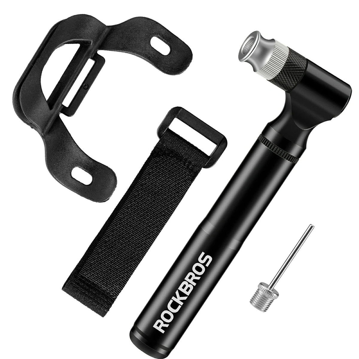 Pompka rowerowa Rockbros JG-PB-11 130 PSI z uchwytem i do piłek - czarna – zdjęcie 4