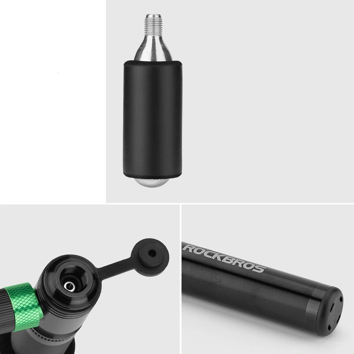 Pompka CO2 Rockbros HQ-75D-CO2 manualna/CO2 aluminiowa - czarna – zdjęcie 6