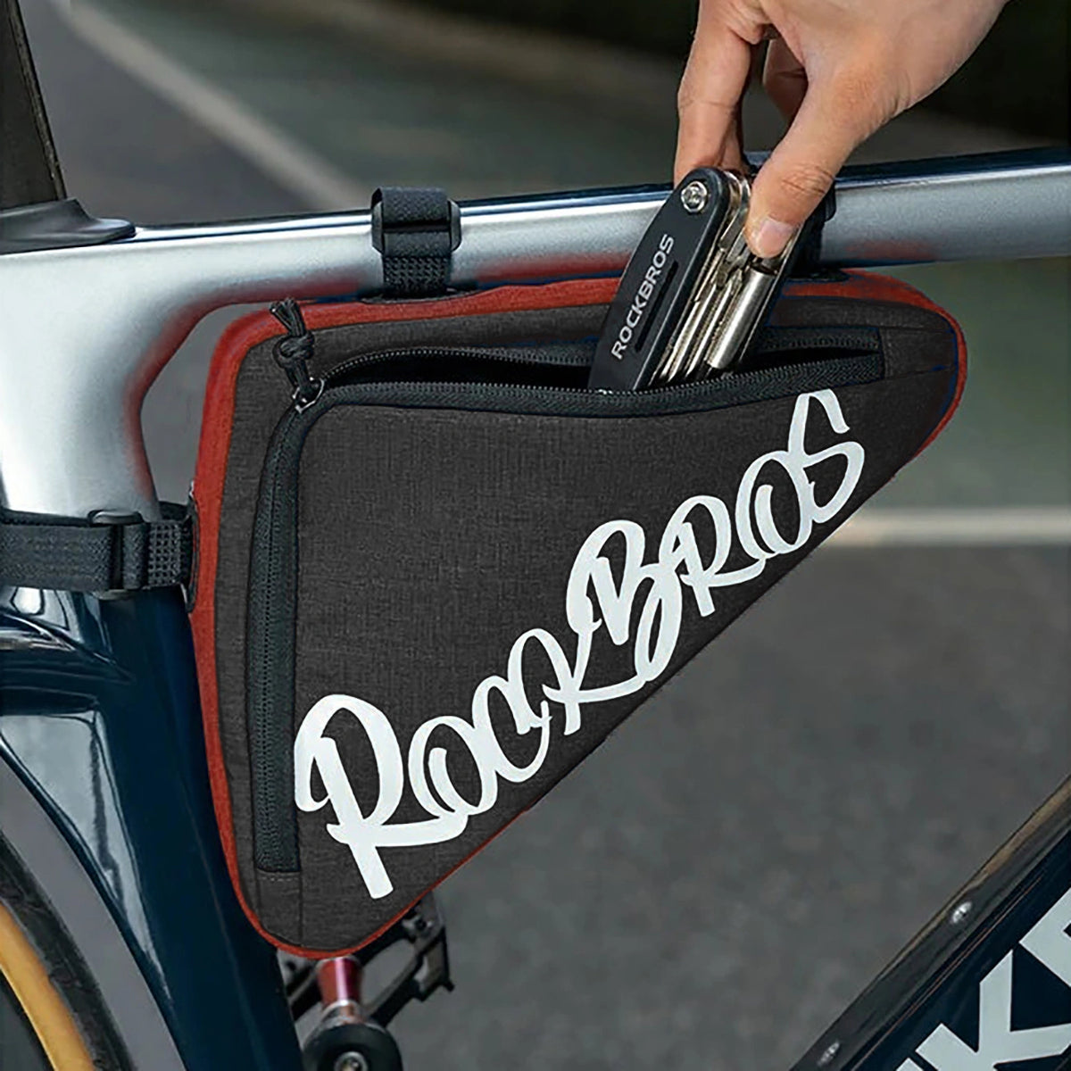 Torba rowerowa Rockbros G002 Flash na ramę trójkątna 1.4 l - czerwona – zdjęcie 2
