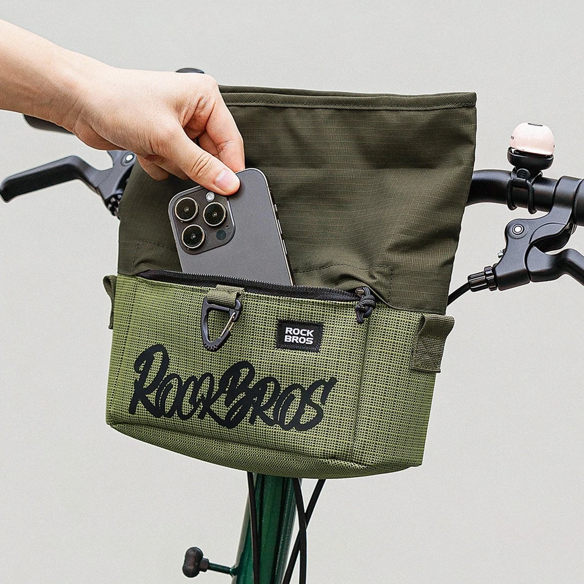 Torba rowerowa Rockbros W020-1 na kierownicę składana - zielona – zdjęcie 4