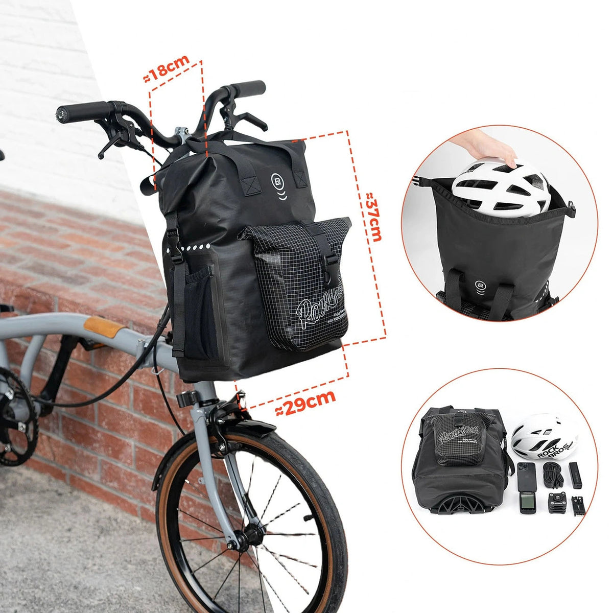 Torba rowerowa Rockbros AS-158 do roweru składanego Brompton 18 l - czarna – zdjęcie 2